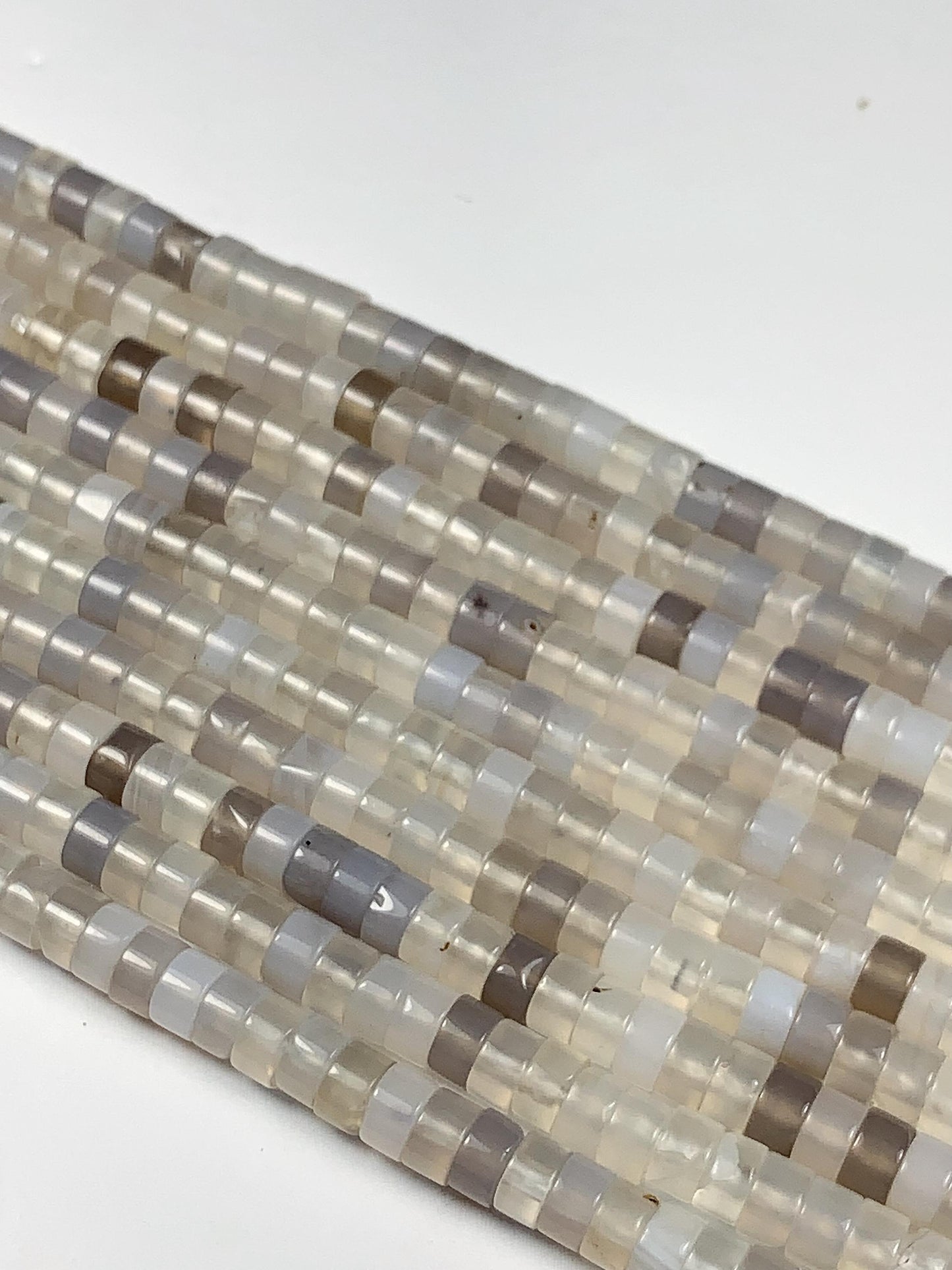 2x4mm  Natural Translucent Gray Agate Heishi Disc Beads 15" Strand