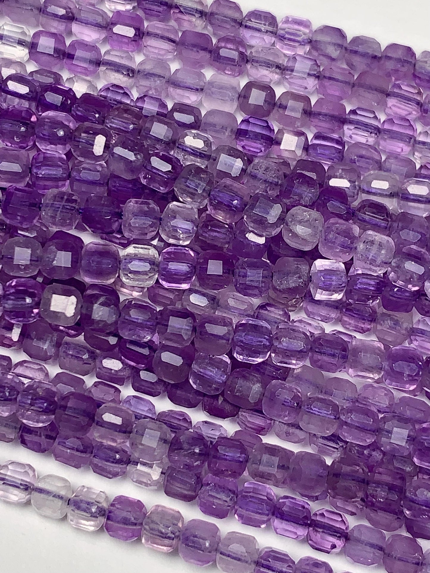 3mm AAA Natural Lavender Purple Amethyst Faceted Cube Square Beads 15.5 Stand Gemstone