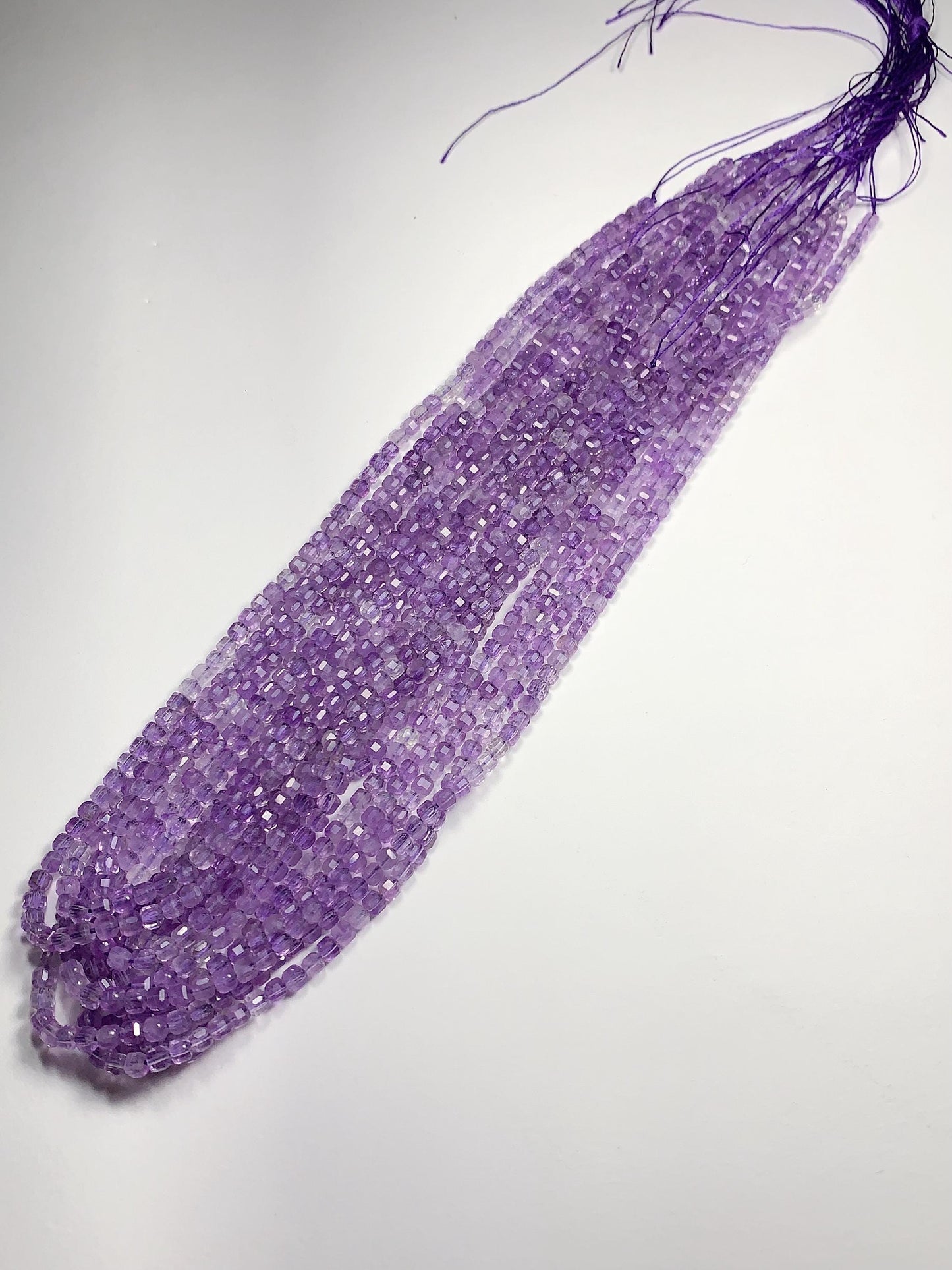 3mm AAA Natural Lavender Purple Amethyst Faceted Cube Square Beads 15.5 Stand Gemstone