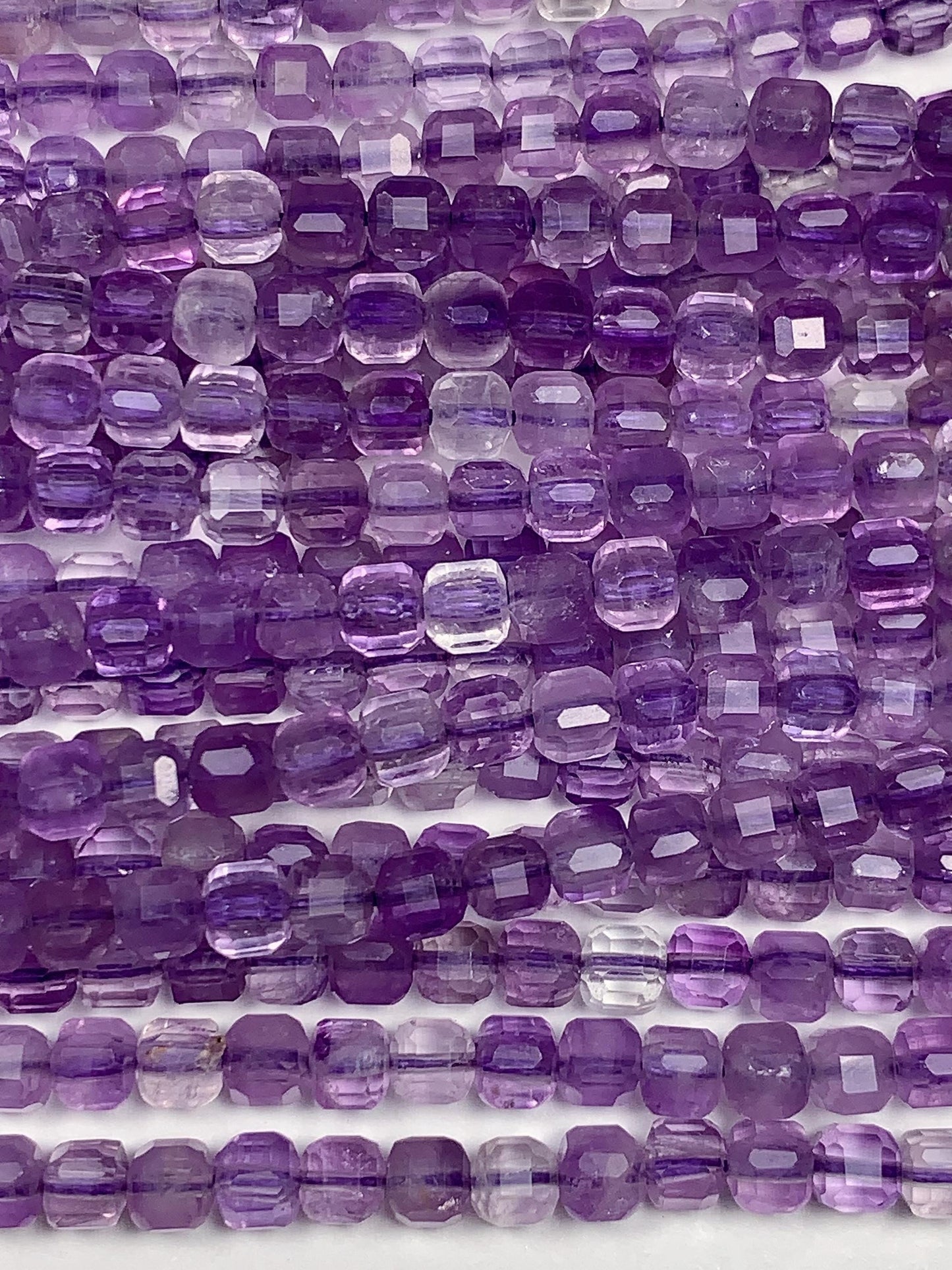 3mm AAA Natural Lavender Purple Amethyst Faceted Cube Square Beads 15.5 Stand Gemstone