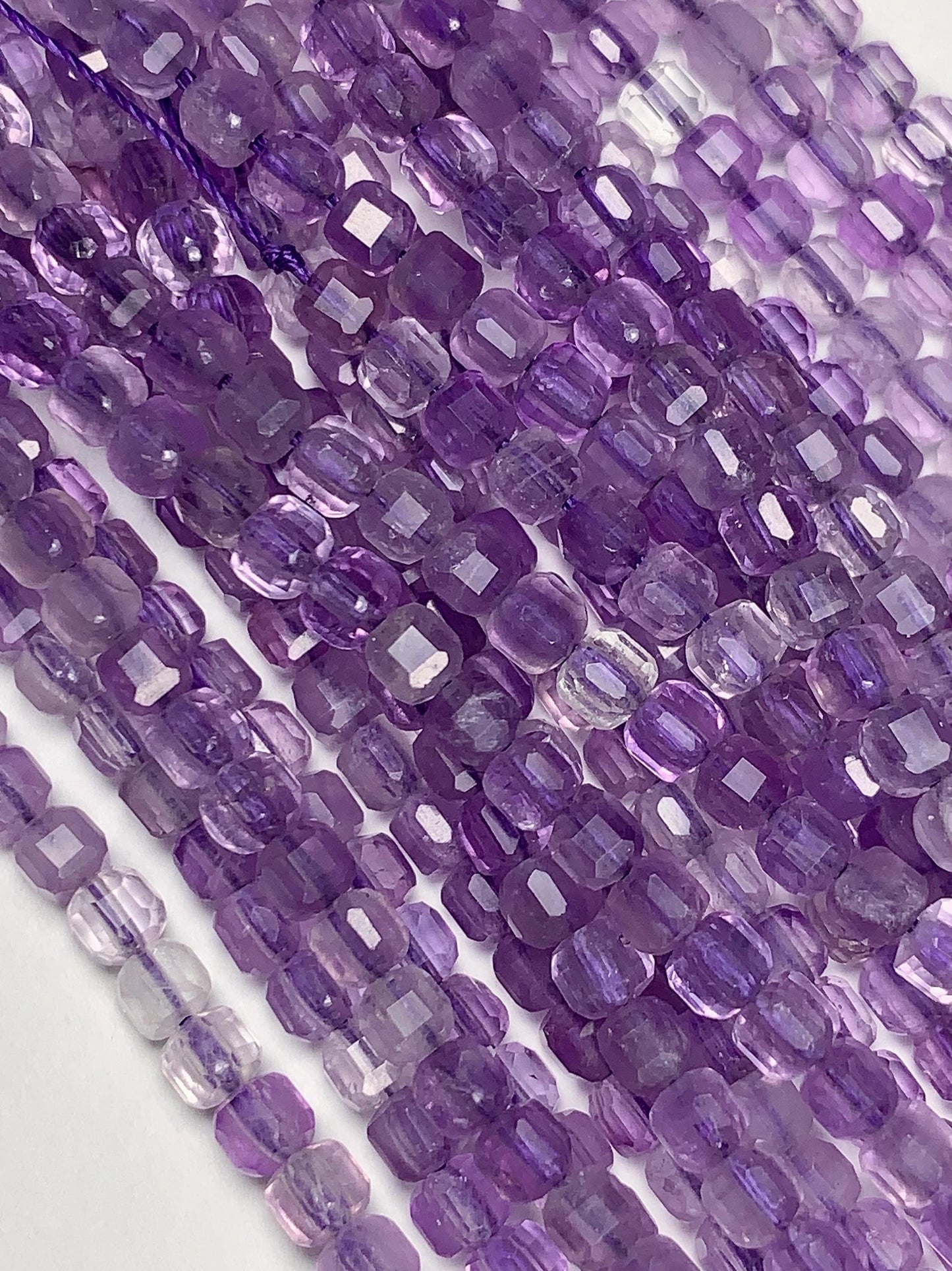 3mm AAA Natural Lavender Purple Amethyst Faceted Cube Square Beads 15.5 Stand Gemstone