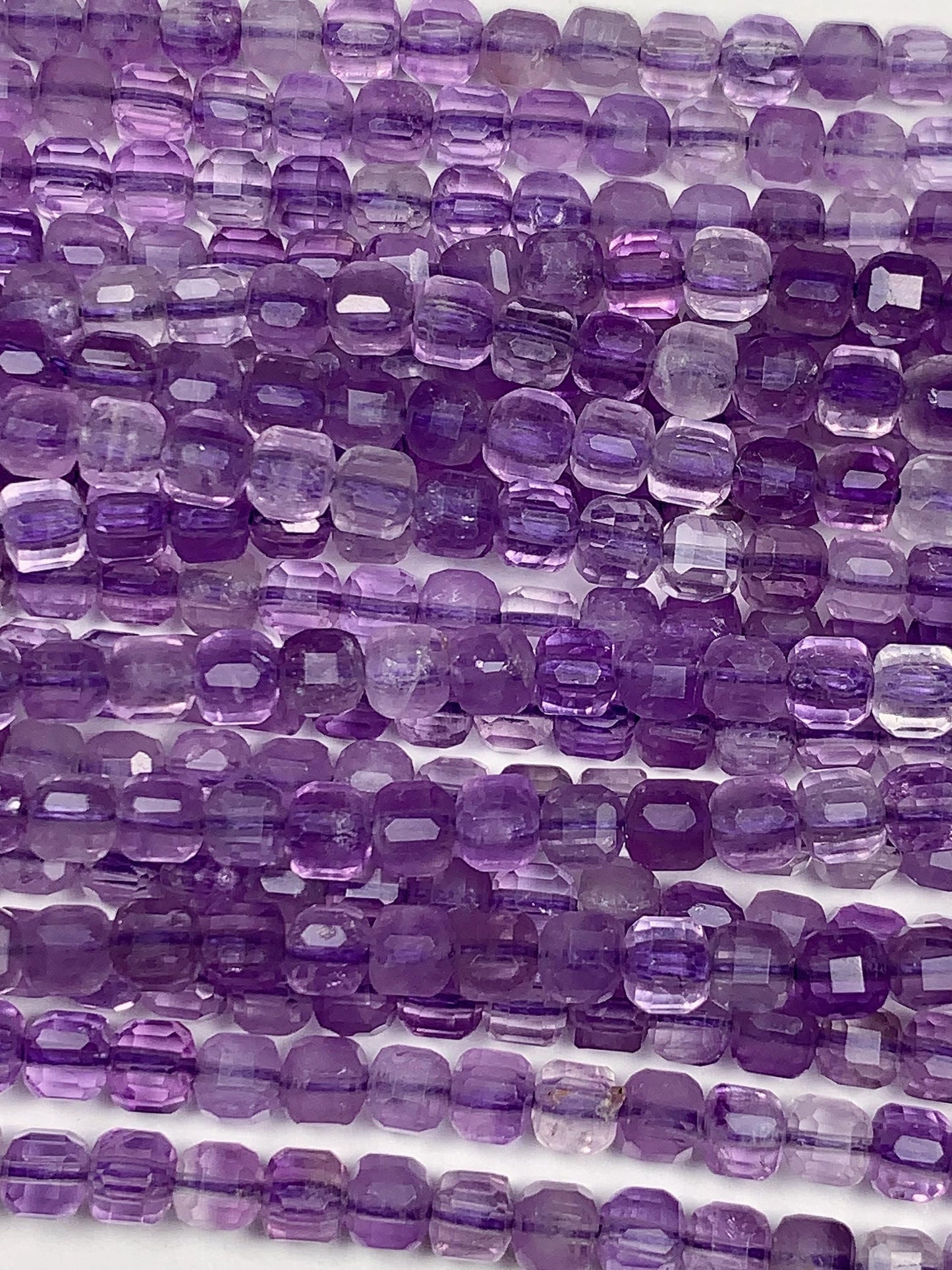 3mm AAA Natural Lavender Purple Amethyst Faceted Cube Square Beads 15.5 Stand Gemstone