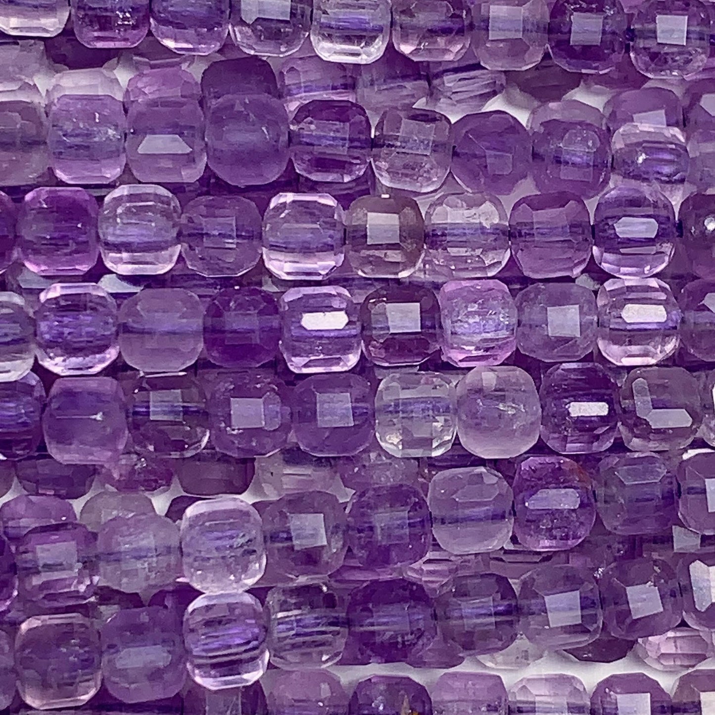 3mm AAA Natural Lavender Purple Amethyst Faceted Cube Square Beads 15.5 Stand Gemstone
