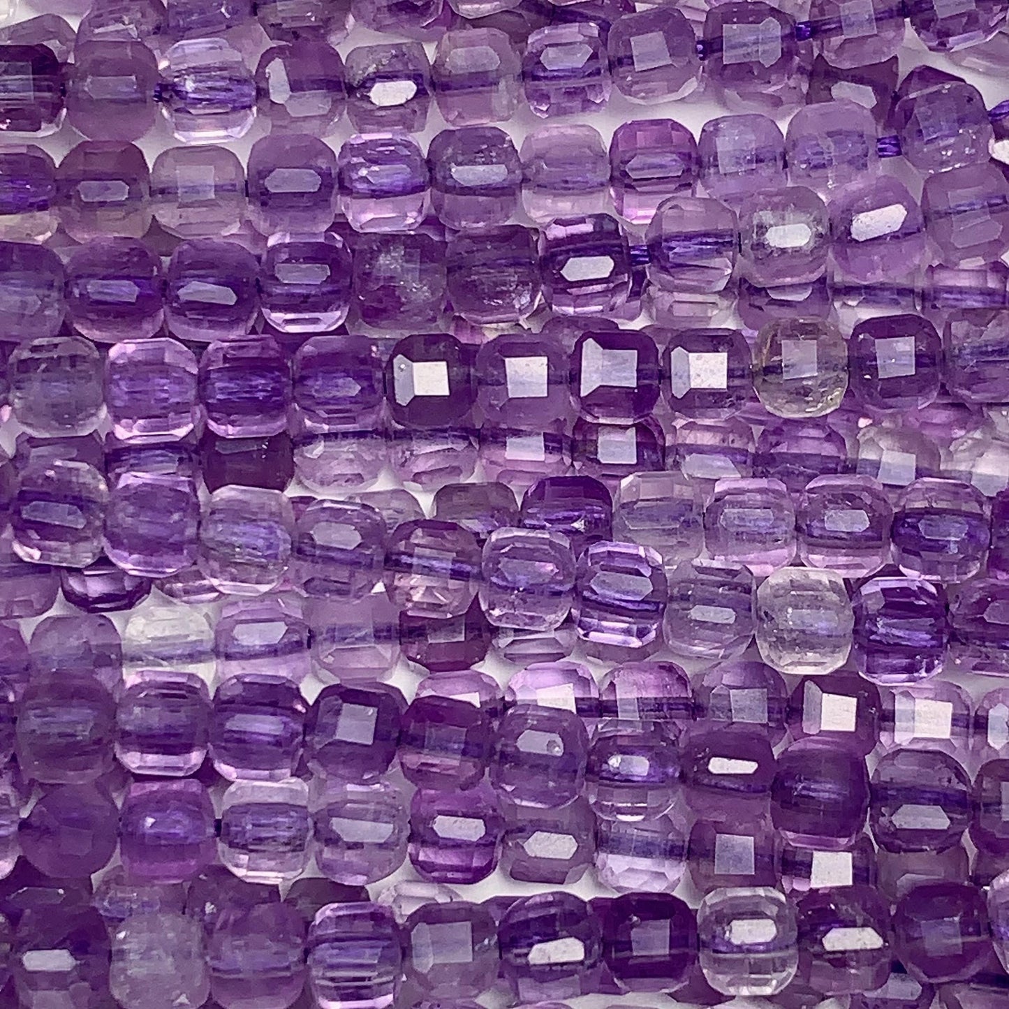 3mm AAA Natural Lavender Purple Amethyst Faceted Cube Square Beads 15.5 Stand Gemstone