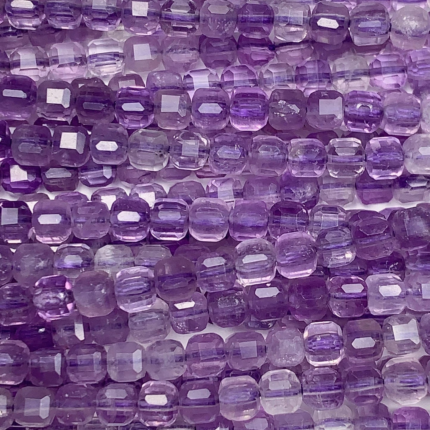 3mm AAA Natural Lavender Purple Amethyst Faceted Cube Square Beads 15.5 Stand Gemstone