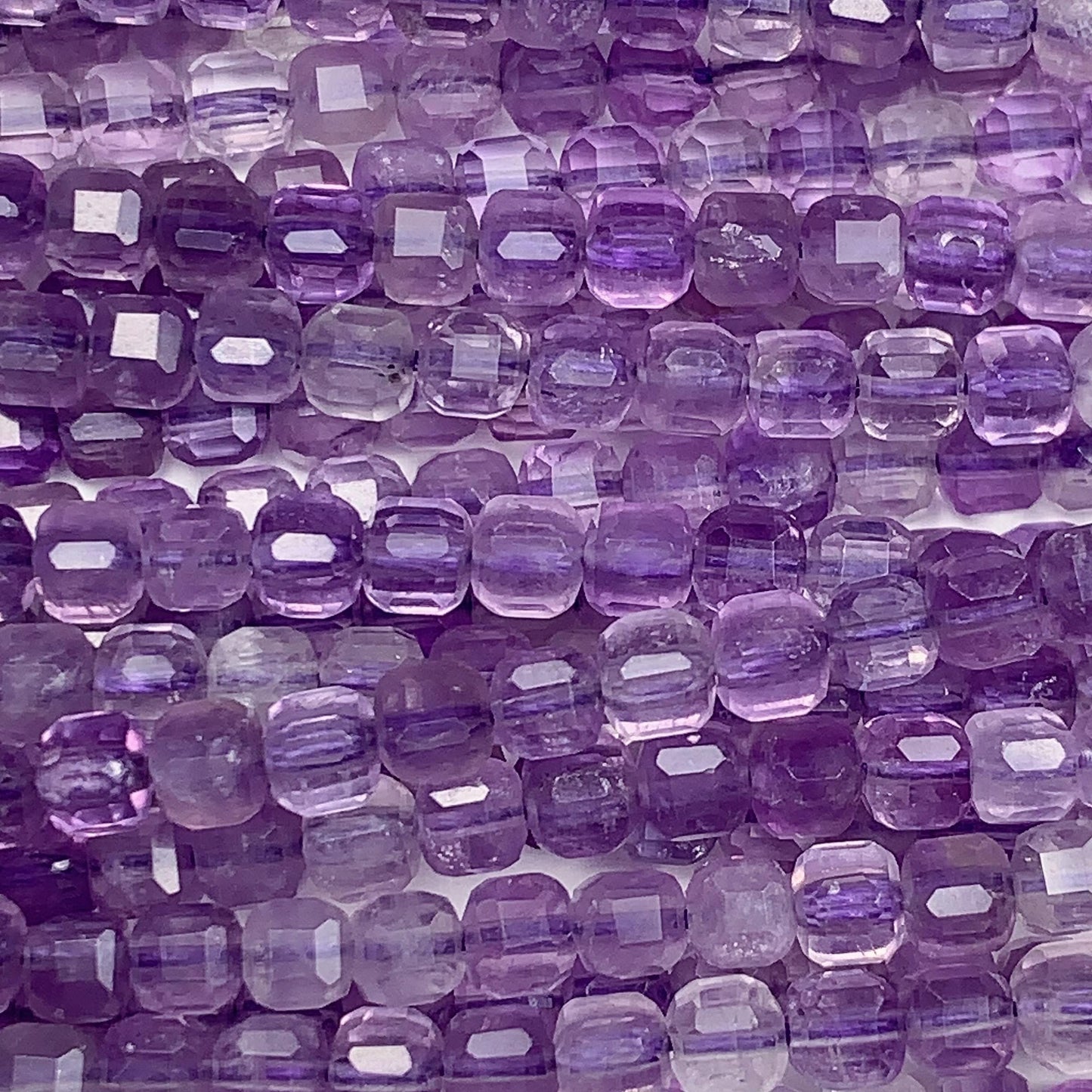 3mm AAA Natural Lavender Purple Amethyst Faceted Cube Square Beads 15.5 Stand Gemstone