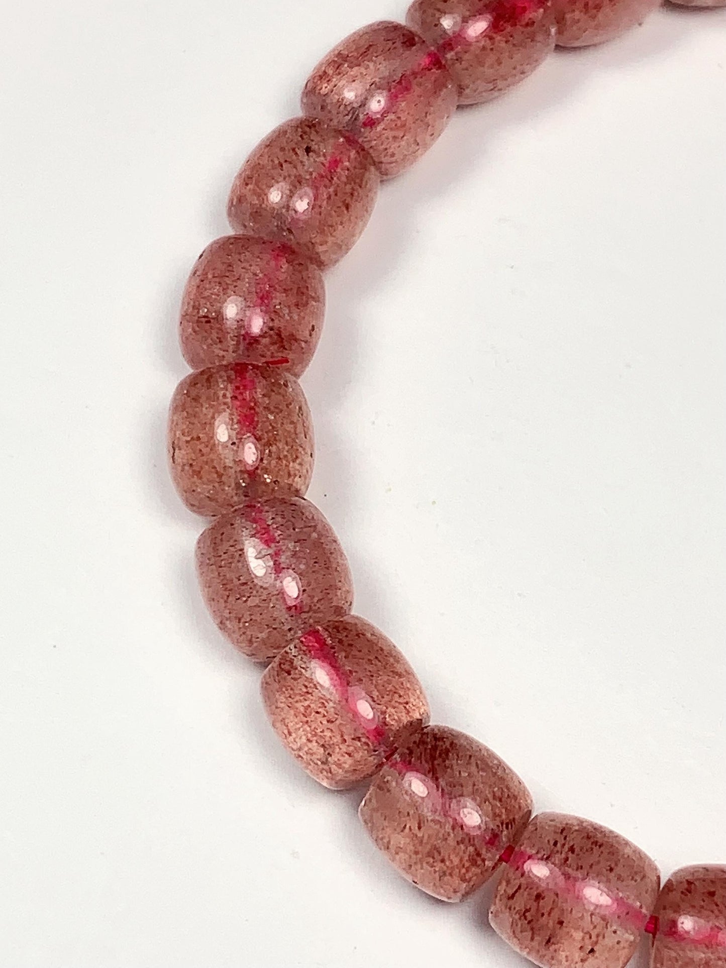7x8mm AAA Natural Transparent Red Strawberry Quartz Barrel Shape Smooth Beads 7.5" Strand