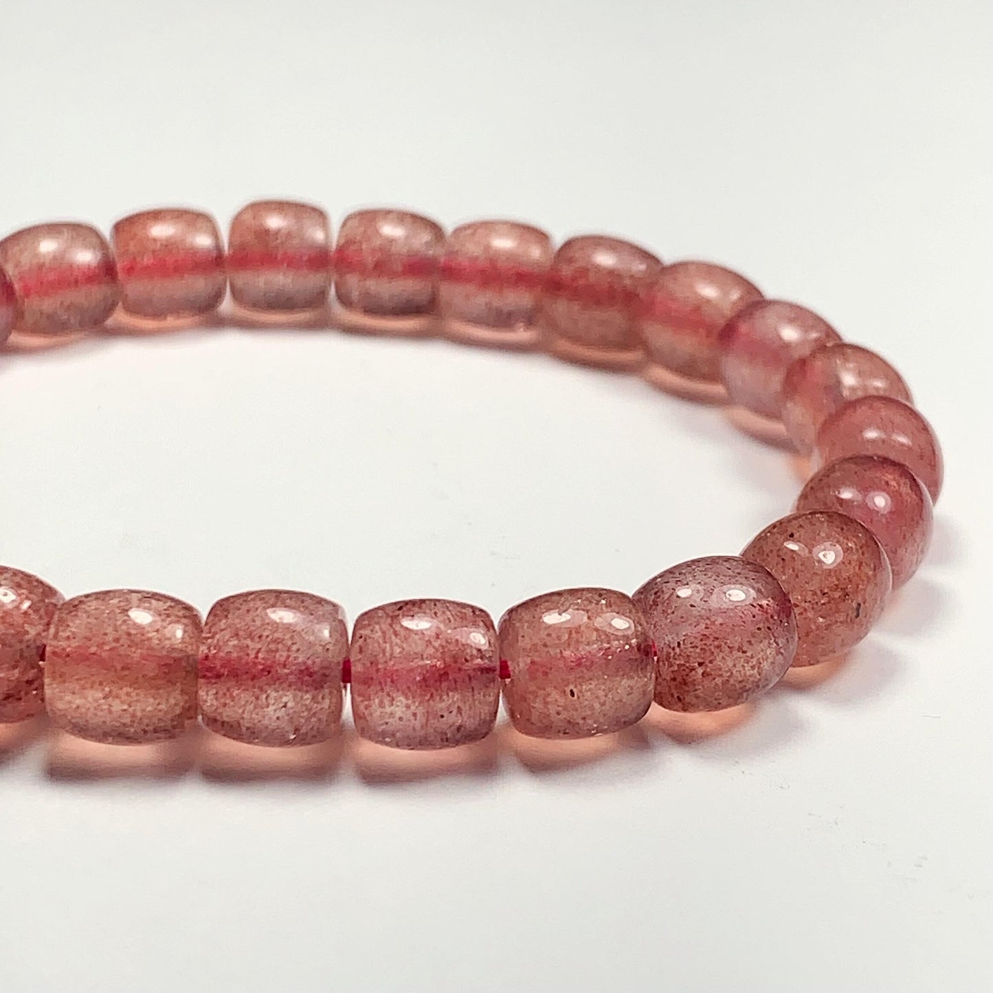 High Quality Transparent Natural Red Strawberry Quartz Stretch Barrel beads Bracelet Gemstone 7x8mm