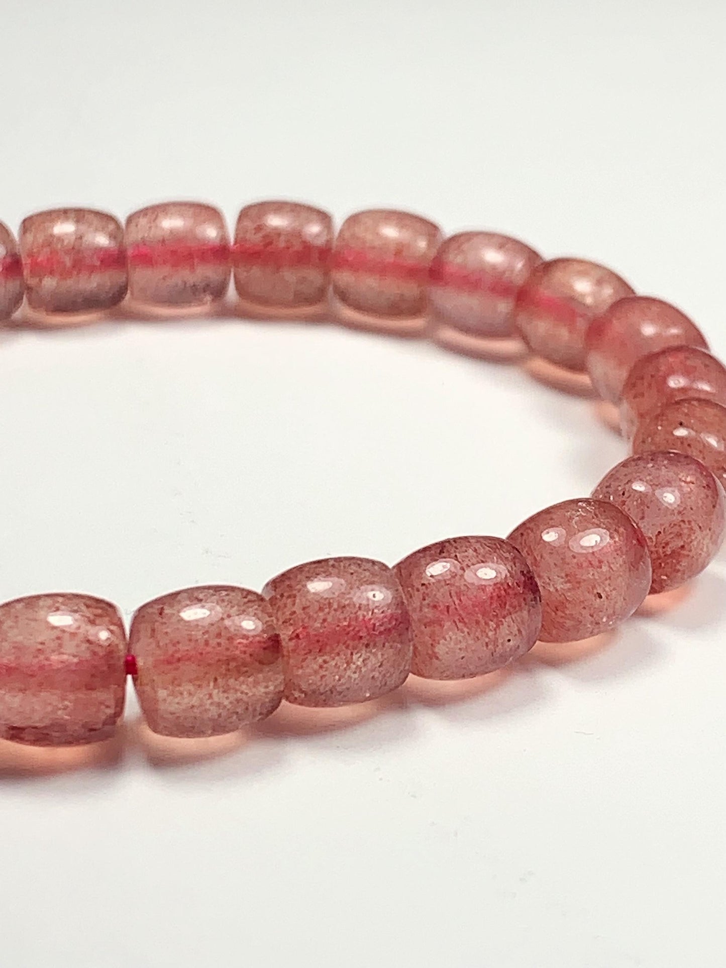 High Quality Transparent Natural Red Strawberry Quartz Stretch Barrel beads Bracelet Gemstone 7x8mm