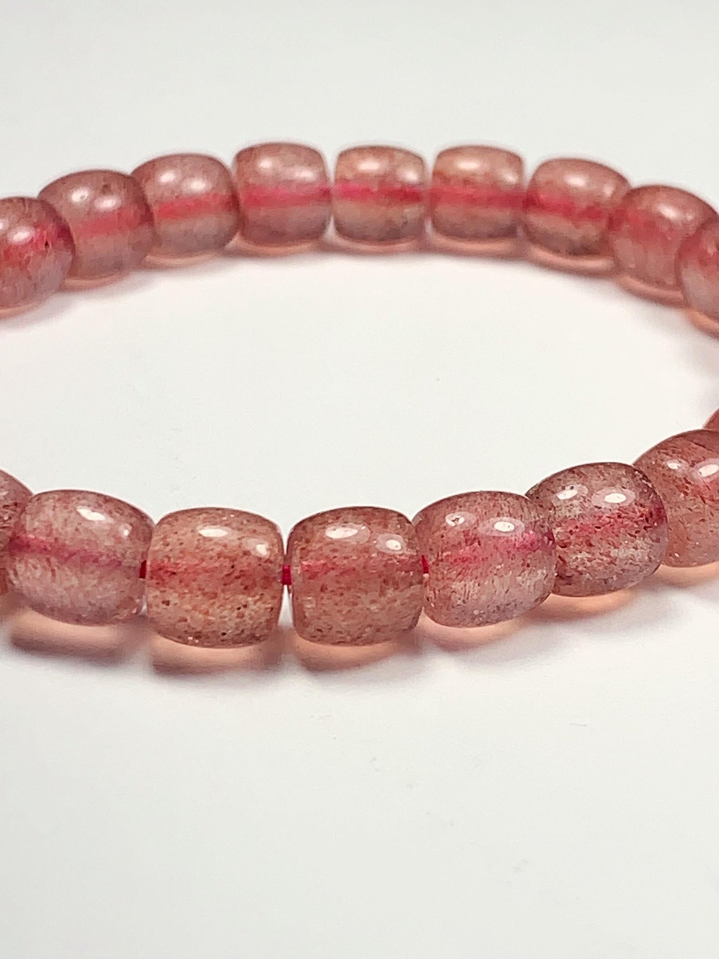 High Quality Transparent Natural Red Strawberry Quartz Stretch Barrel beads Bracelet Gemstone 7x8mm