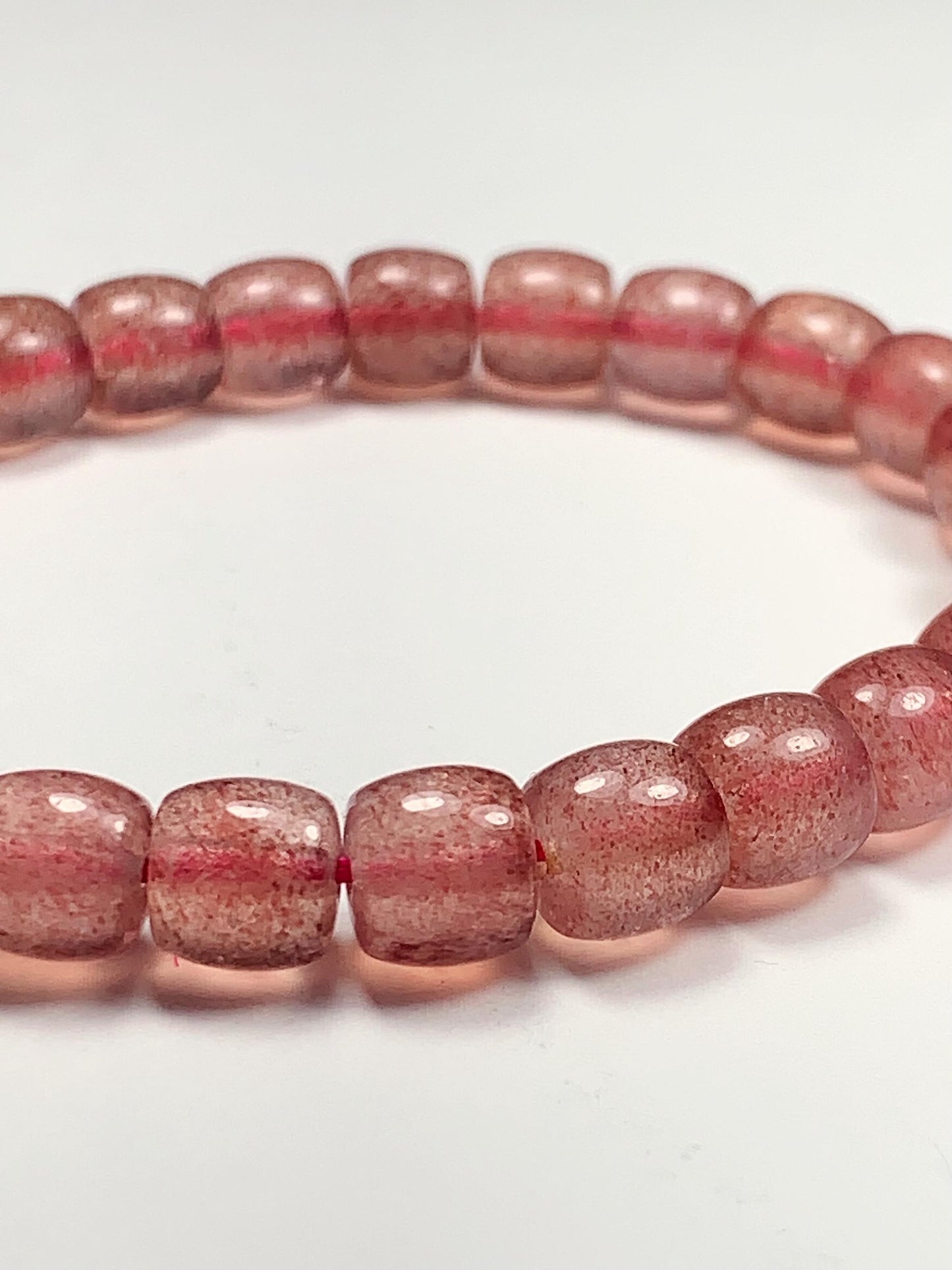 High Quality Transparent Natural Red Strawberry Quartz Stretch Barrel beads Bracelet Gemstone 7x8mm