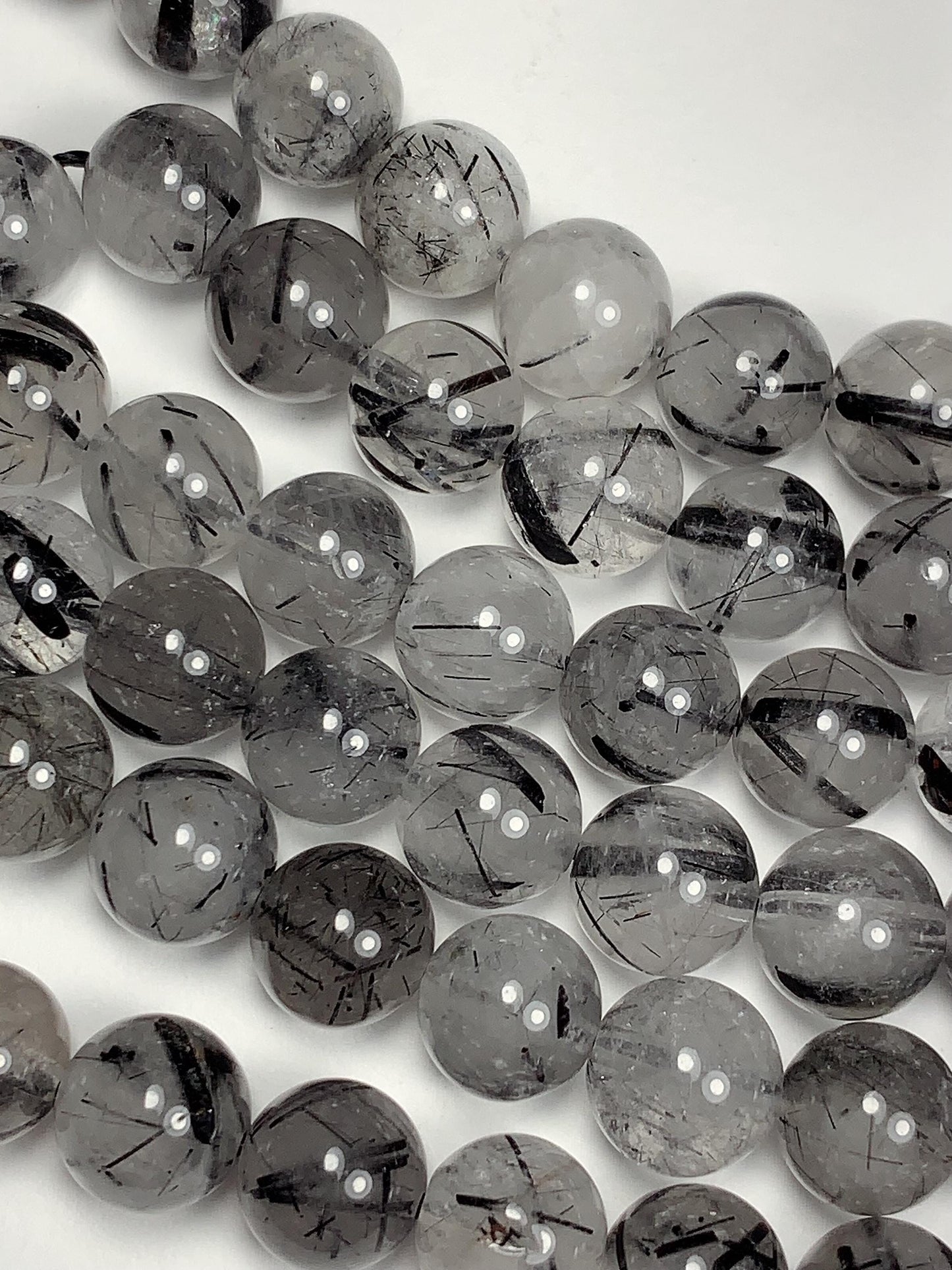 AAA Natural Transparent Black Tourmaline Rutilated Quartz Beads 15.5 Strand gemstone
