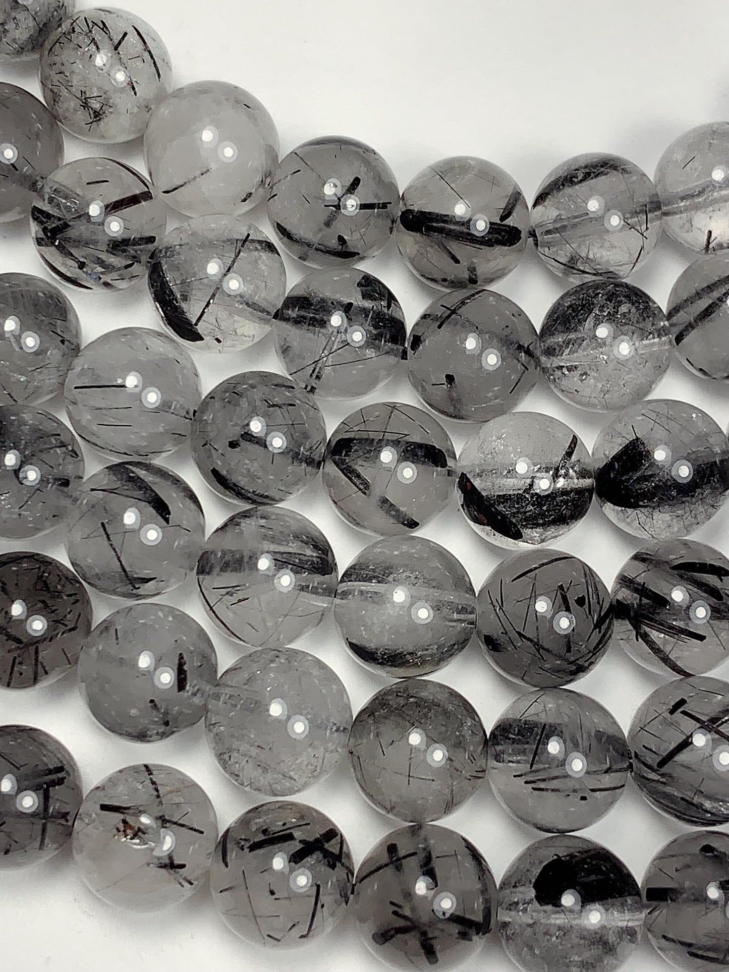 AAA Natural Transparent Black Tourmaline Rutilated Quartz Beads 15.5 Strand gemstone
