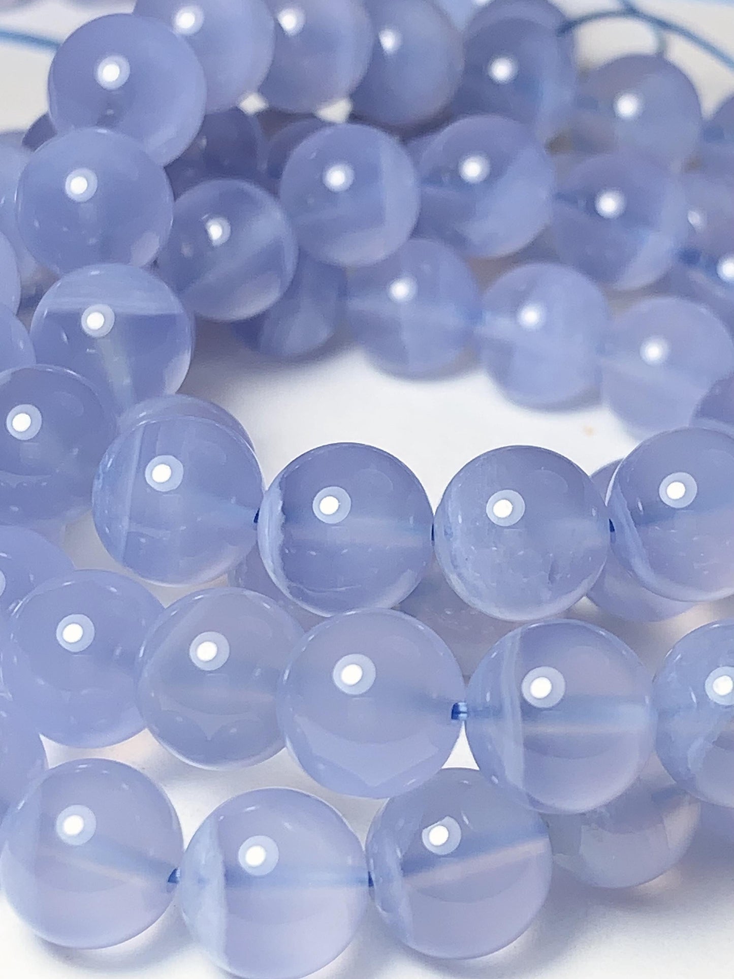 AAA Super High Quality Natural Translucent Blue Lace Strip Agate Smooth Round Beads Gemstone Strand 15.5" 7mm 8mm 9mm