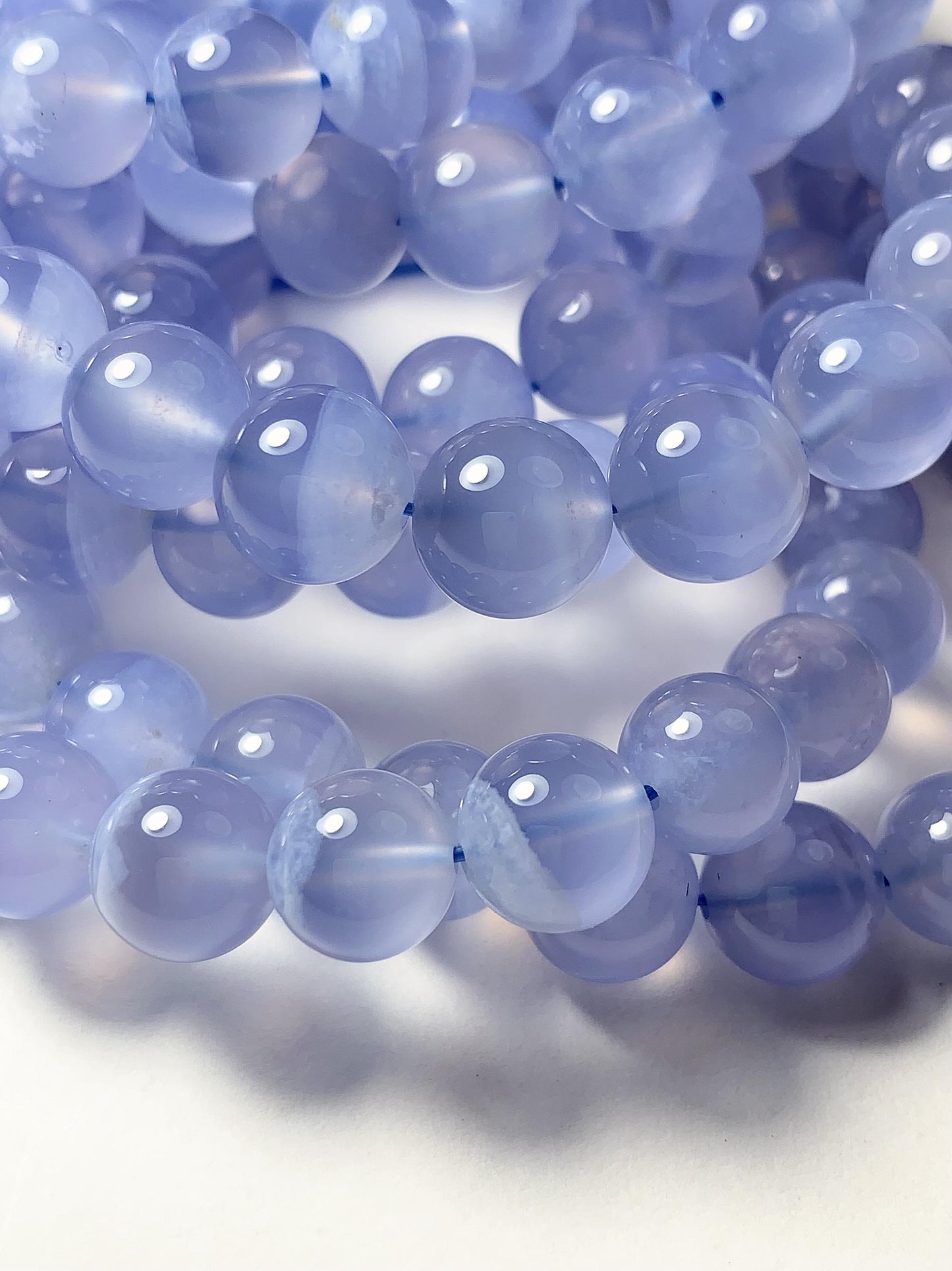 AAA Super High Quality Natural Translucent Blue Lace Strip Agate Smooth Round Beads Gemstone Strand 15.5" 7mm 8mm 9mm