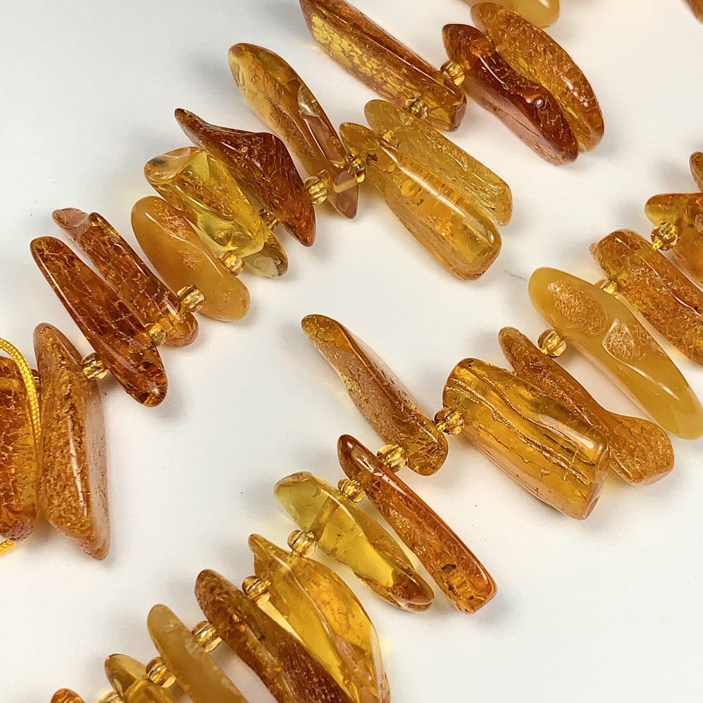 15-18mm Natural Deep Gold Honey Yellow Baltic Amber Stick Spike Chip Nugget Irregular Beads 15" Strand  DIY Jewelry long