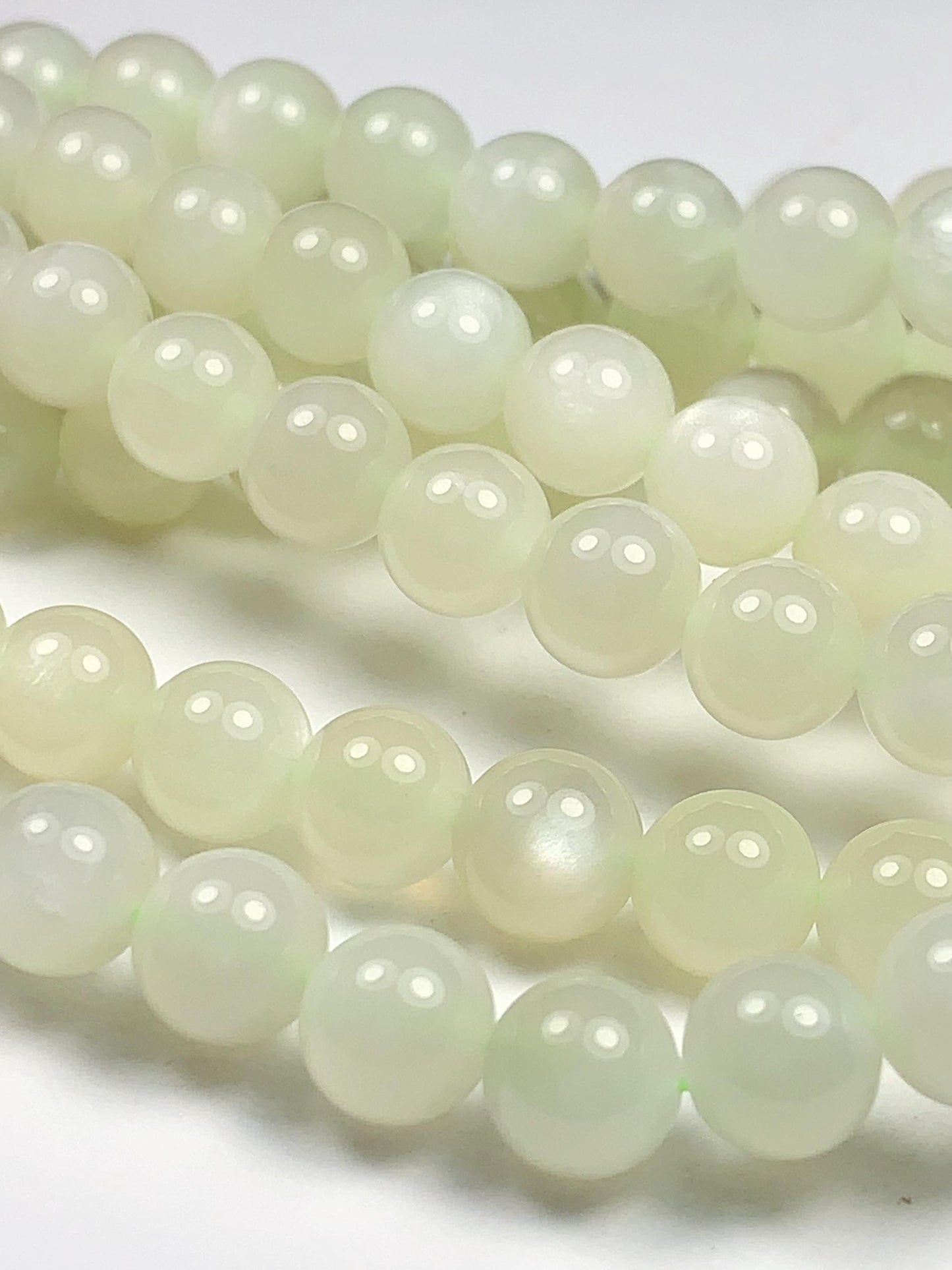 AAA Natural Green Soft Translucent Moonstone Smooth Round Beads Gemstone 15.5  Strand