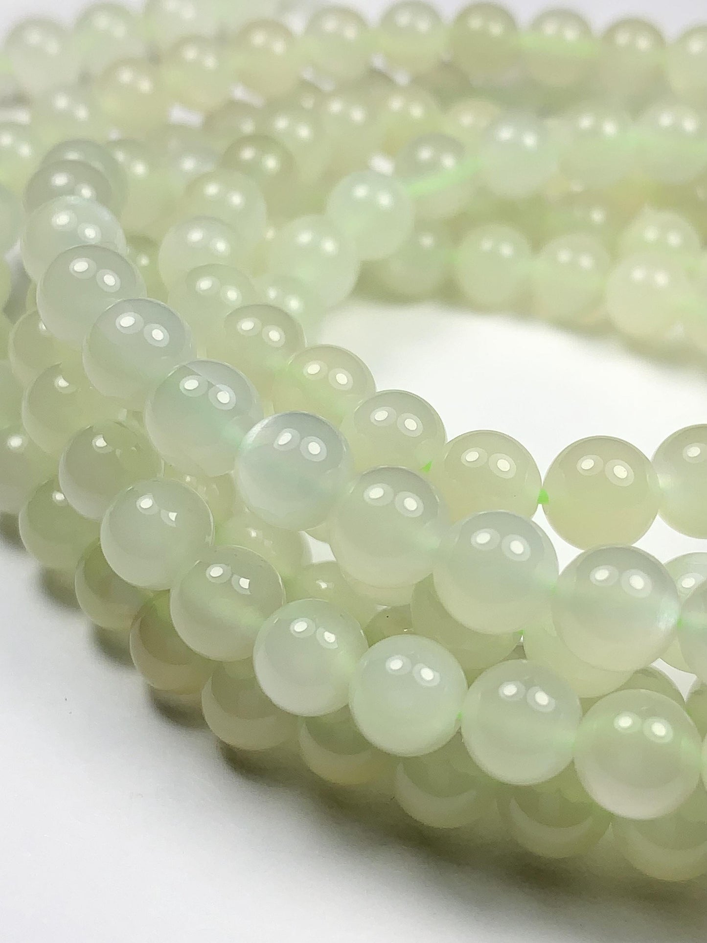 AAA Natural Green Soft Translucent Moonstone Smooth Round Beads Gemstone 15.5  Strand