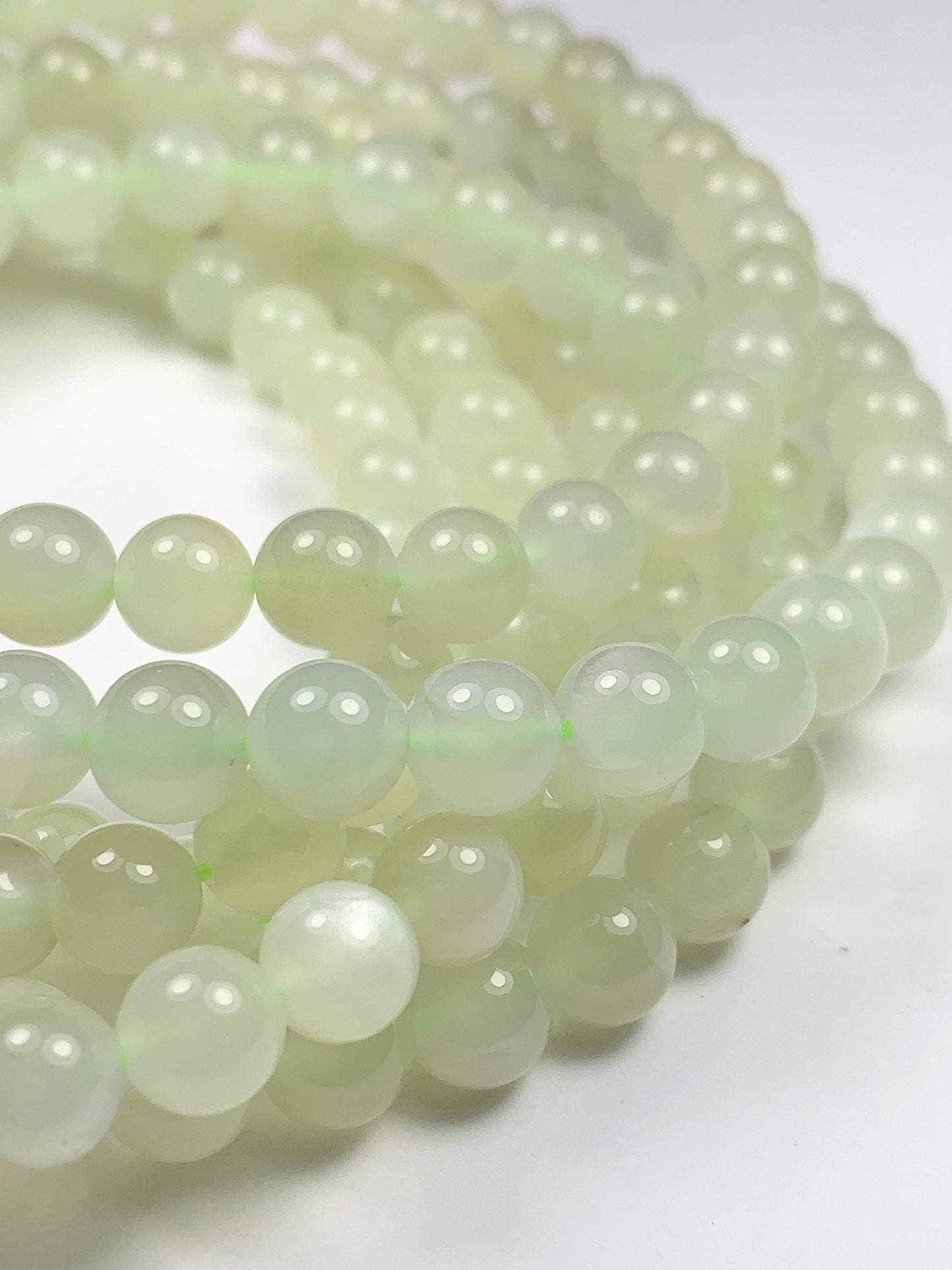 AAA Natural Green Soft Translucent Moonstone Smooth Round Beads Gemstone 15.5  Strand