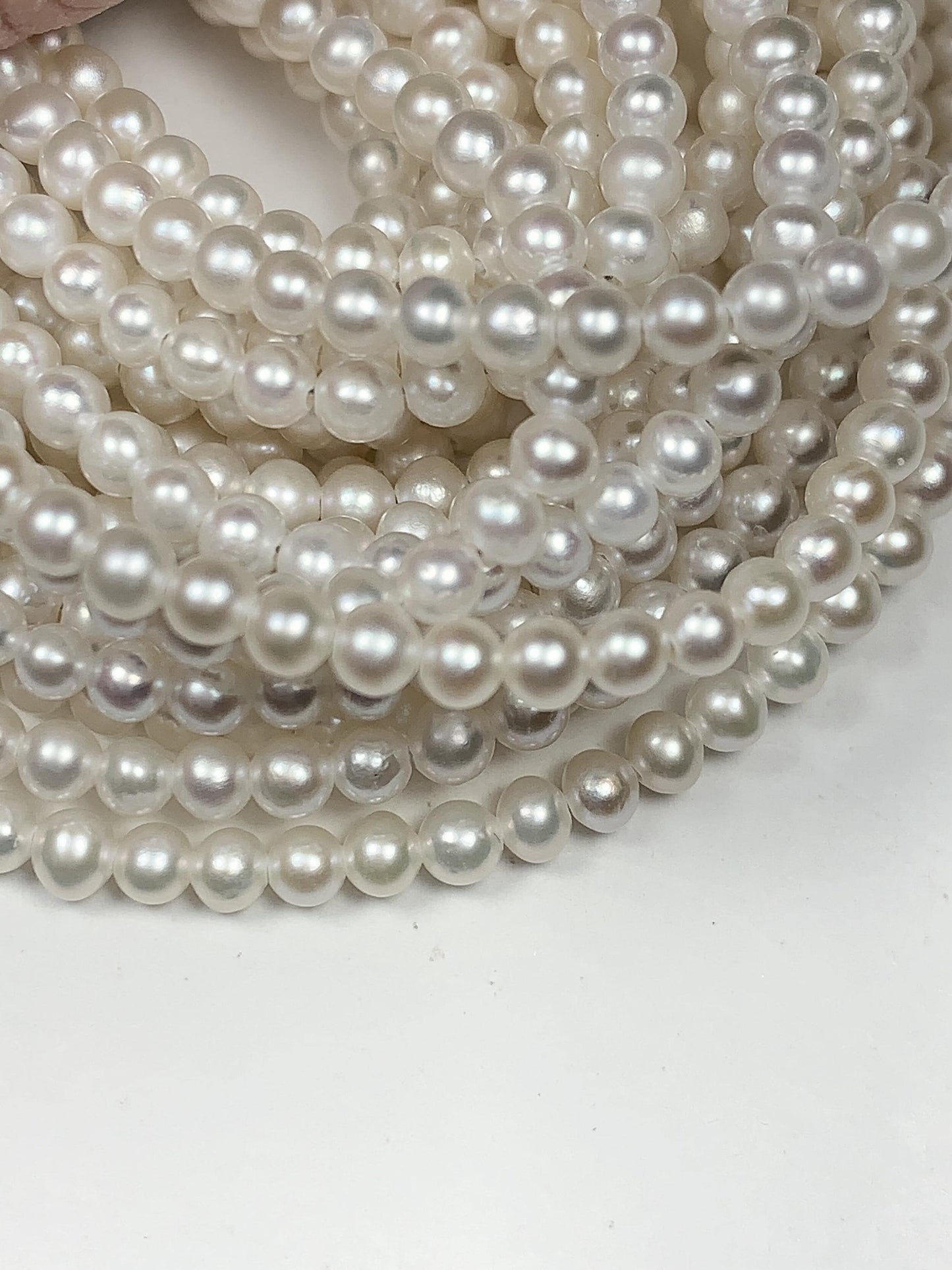 3mm Genuine White Pearl Beads: Near Round Strand for Jewelry Making