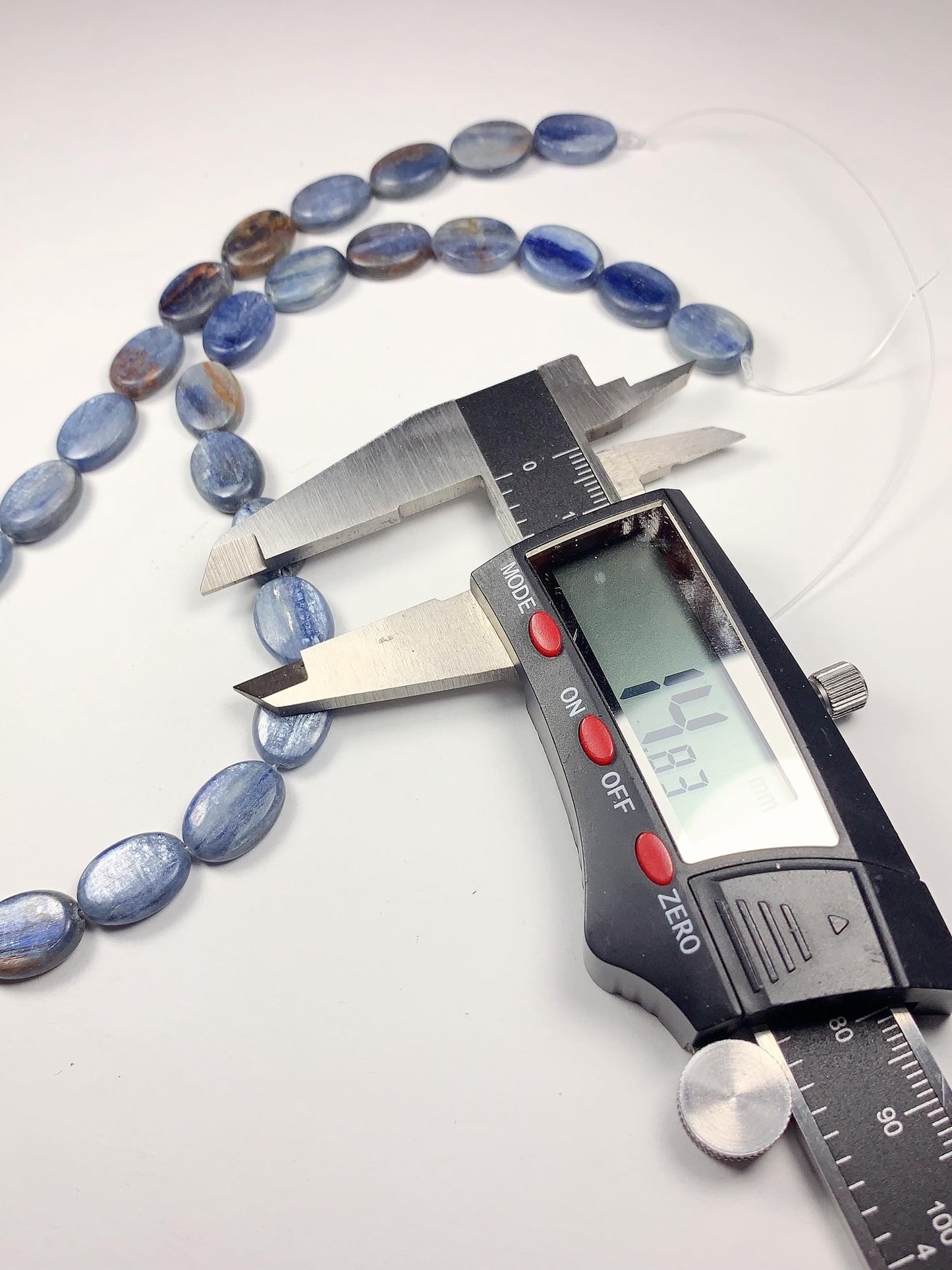 10x14mm Natural Blue Kyanite Flat Oval Beads 15" Strand