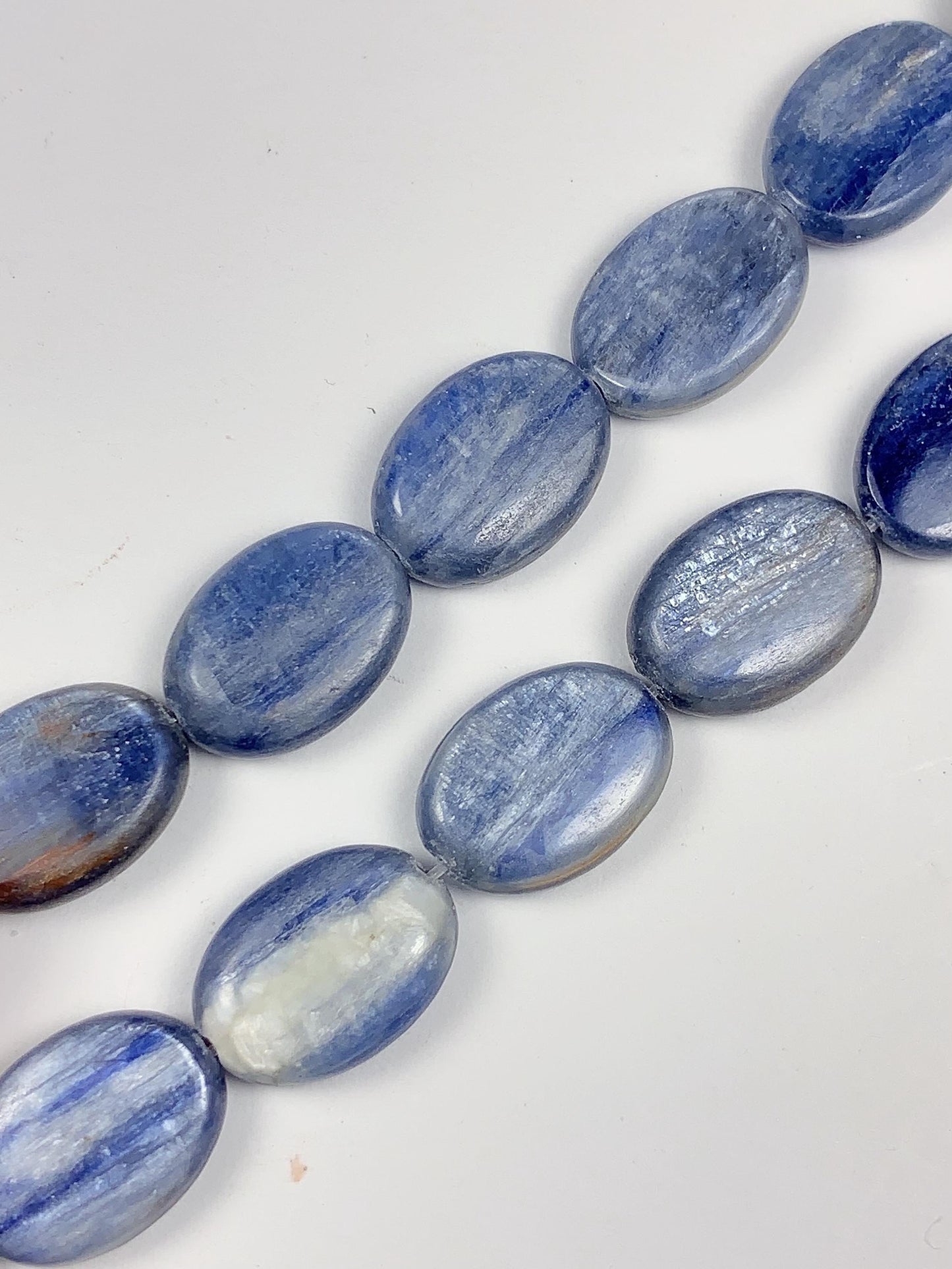 10x14mm Natural Blue Kyanite Flat Oval Beads 15" Strand
