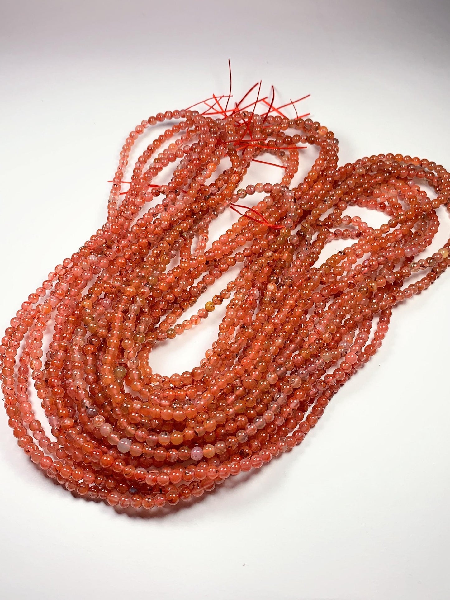 4mm Natural Sichuan Persimmon Red Nanhong Agate Smooth Round Beads 15.5 Strand Gemstone