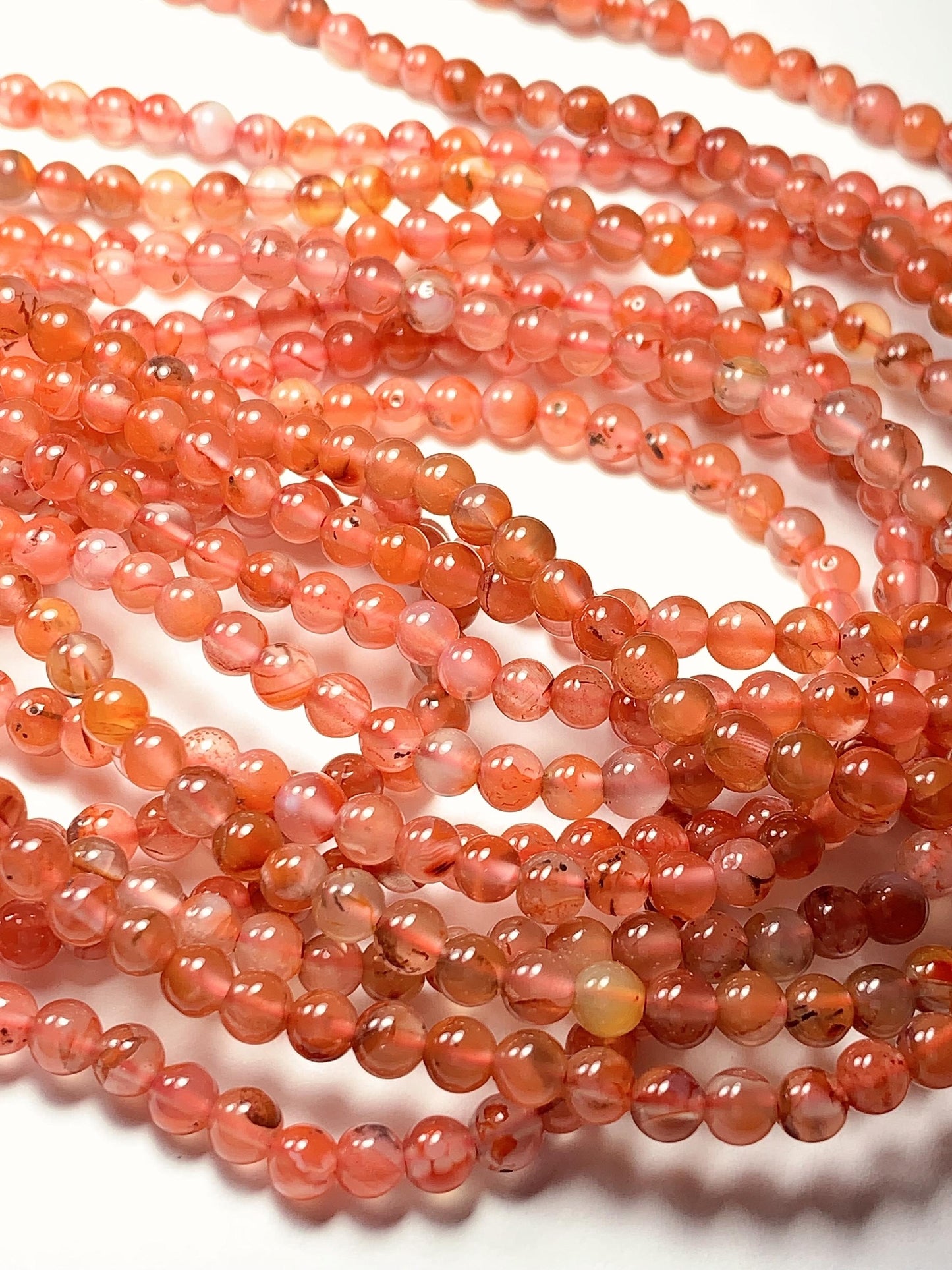 4mm Natural Sichuan Persimmon Red Nanhong Agate Smooth Round Beads 15.5 Strand Gemstone