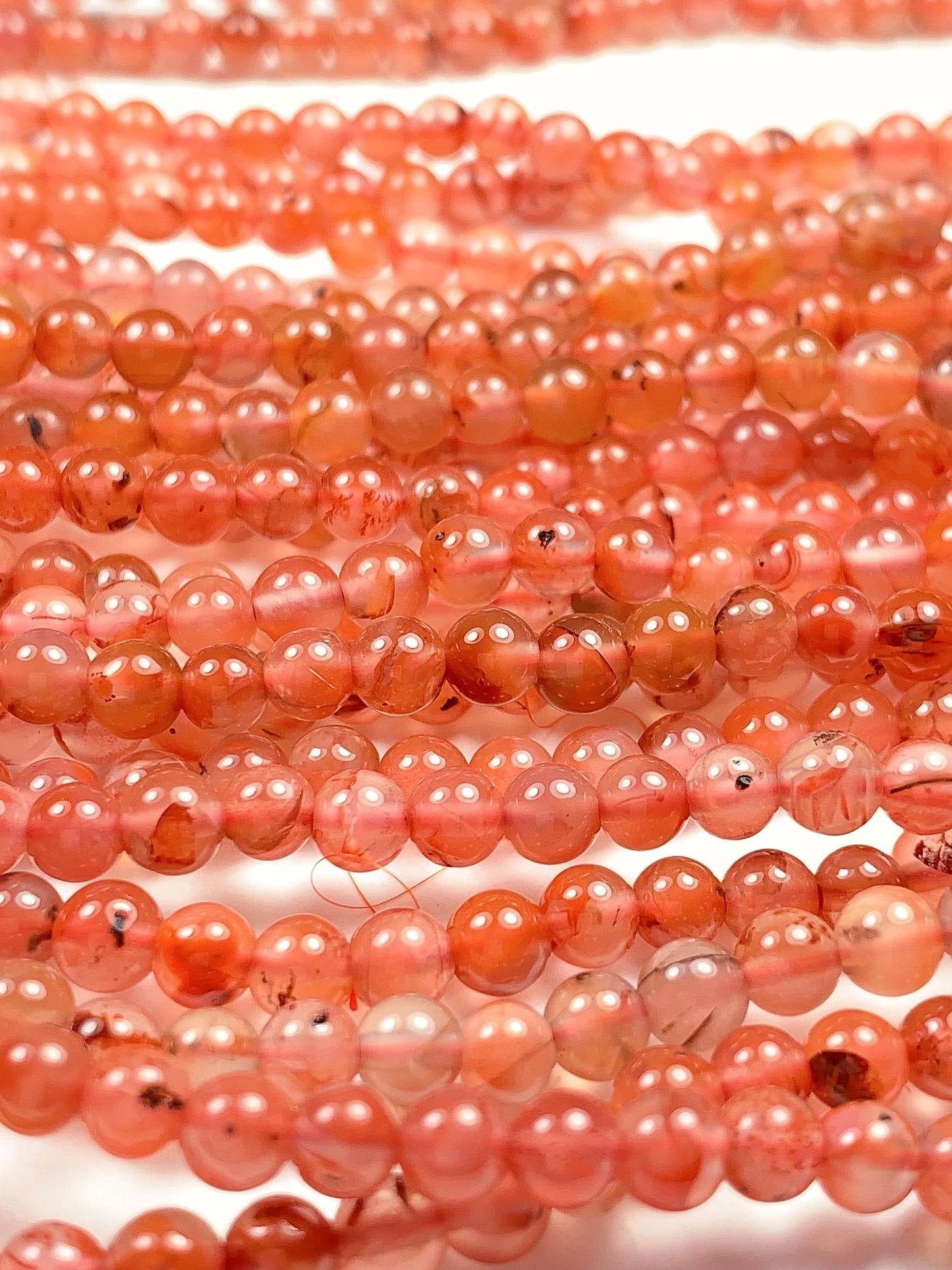 4mm Natural Sichuan Persimmon Red Nanhong Agate Smooth Round Beads 15.5 Strand Gemstone