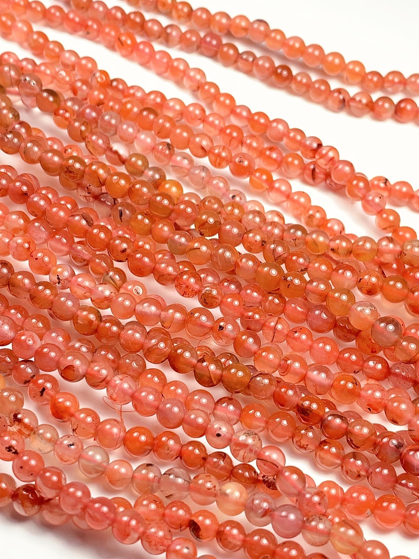 4mm Natural Sichuan Persimmon Red Nanhong Agate Smooth Round Beads 15.5 Strand Gemstone