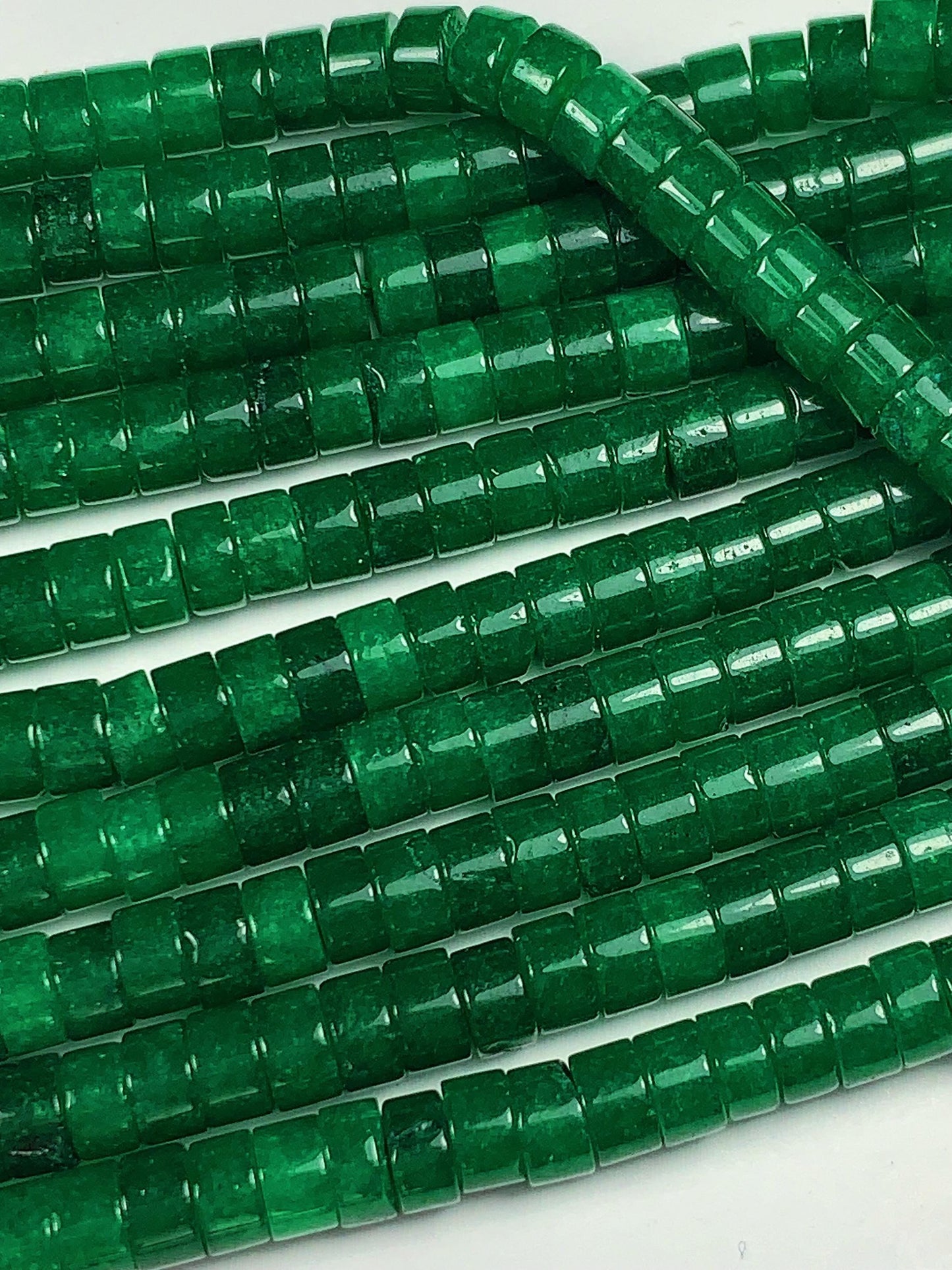 2x4mm Natural Geep Green Malaysia Jade Heishi Disc Beads 15 Strand