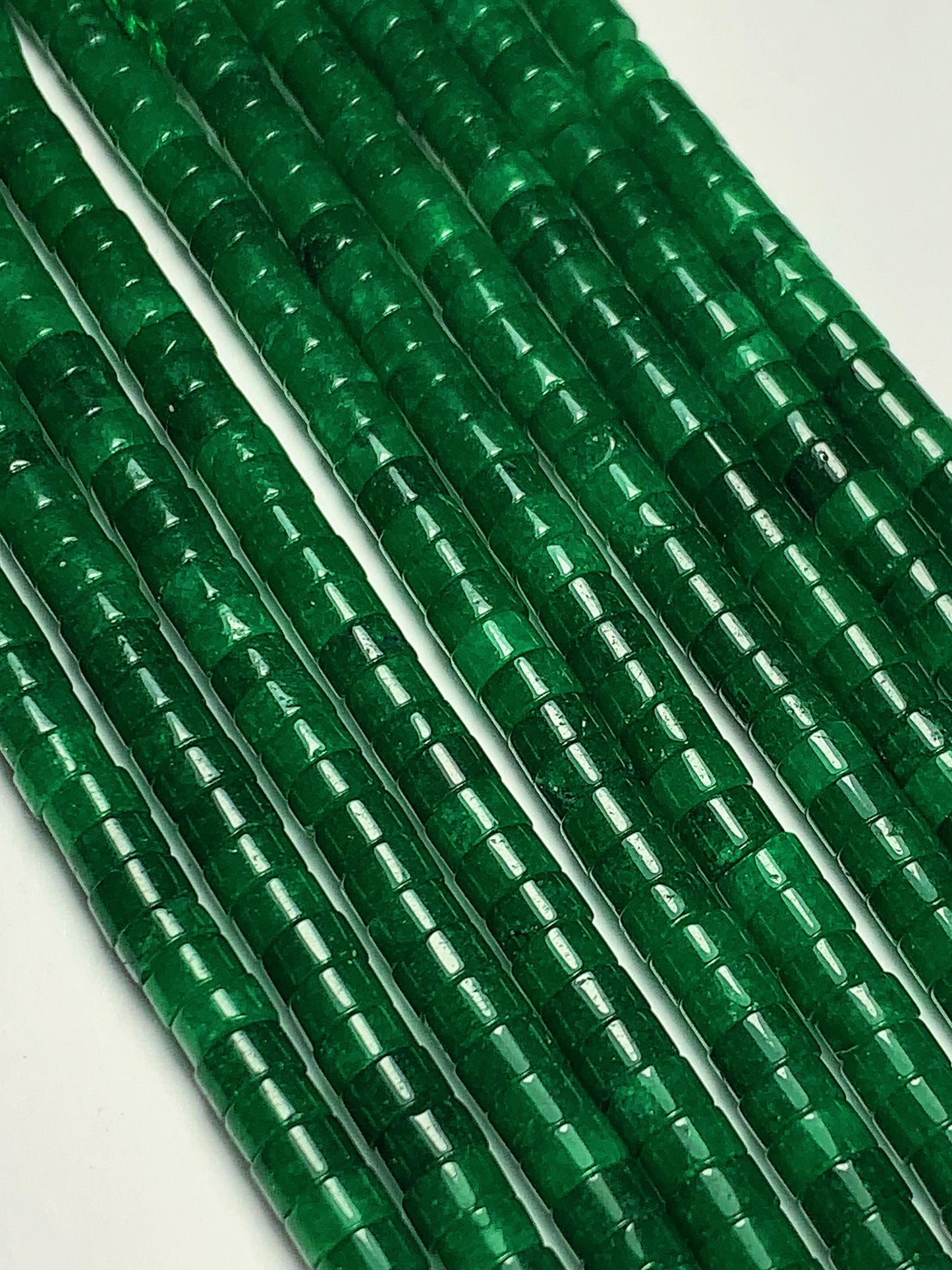 2x4mm Natural Geep Green Malaysia Jade Heishi Disc Beads 15 Strand