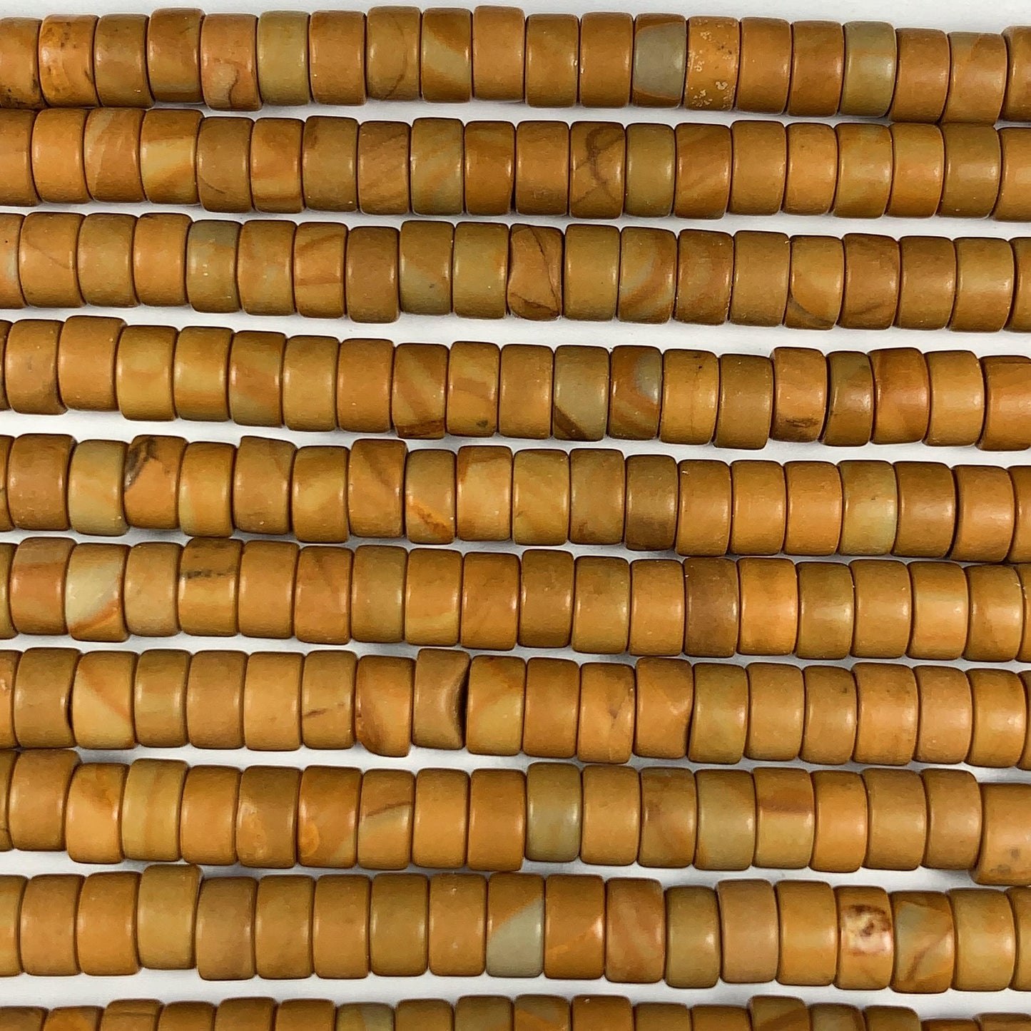 2x4mm Natural Yellow Wood Grain Jasper Heishi Disc Beads Gemstone Strand 15"