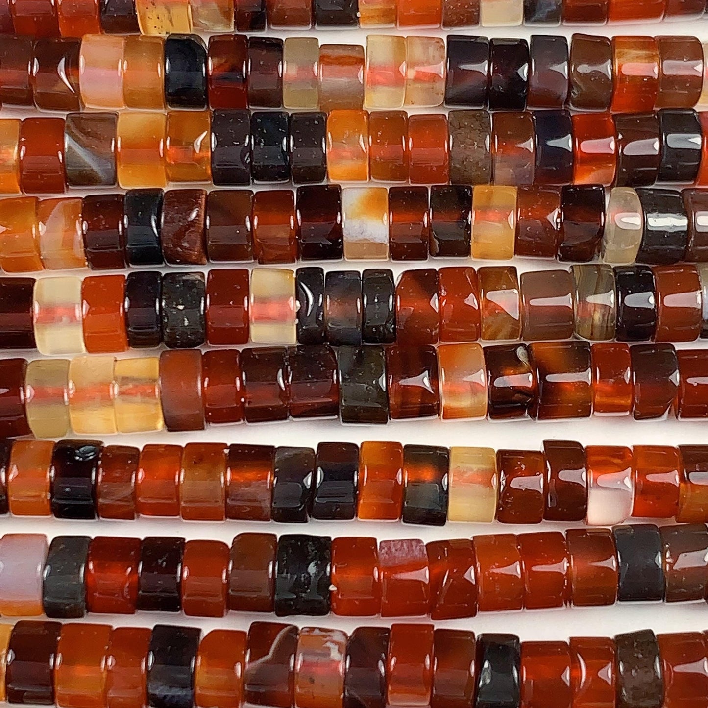 2x4mm AAA Natural Transparent Red Brown Dreamy Agate Heishi Disc Beads 15" Strand