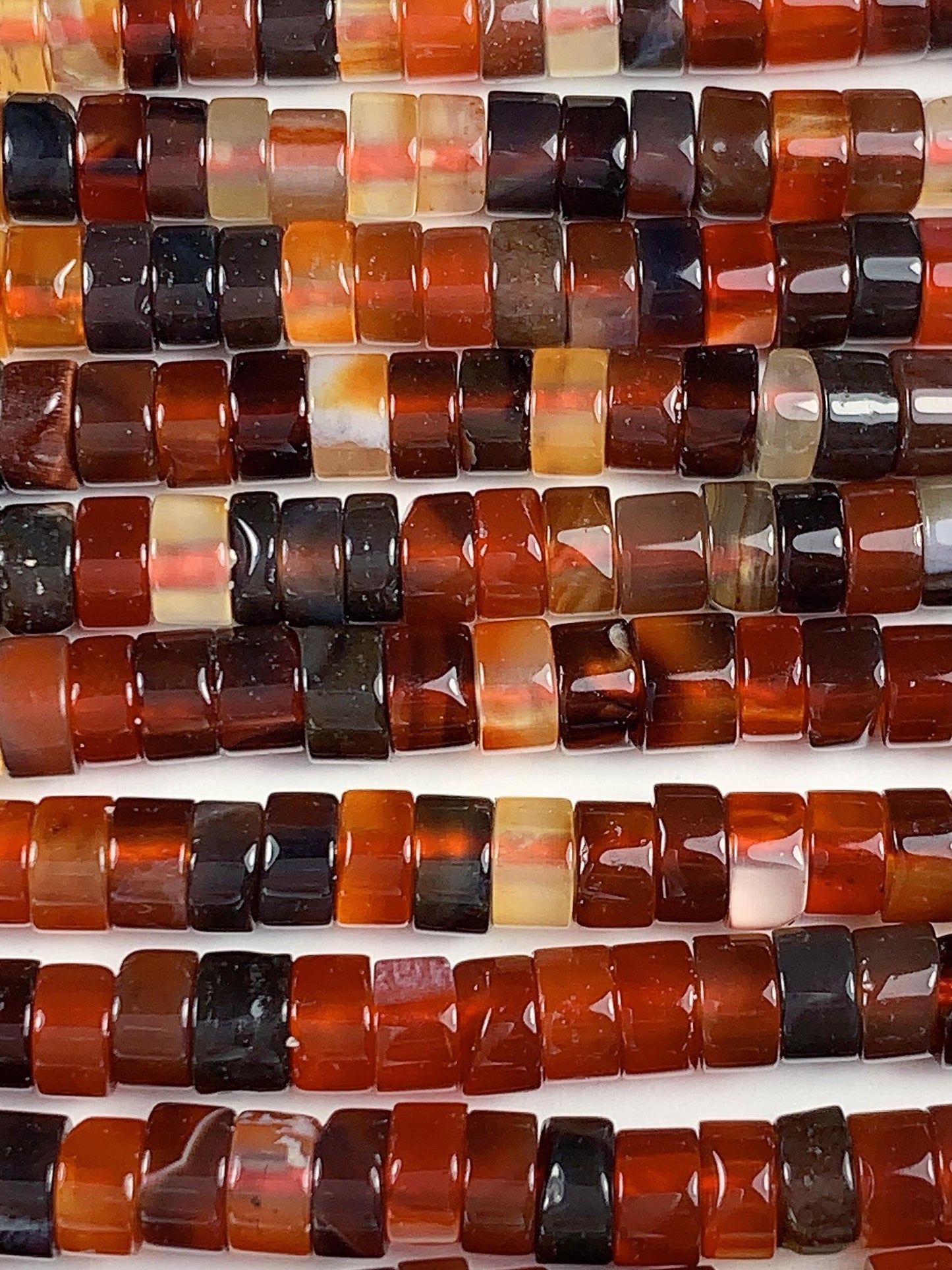 2x4mm AAA Natural Transparent Red Brown Dreamy Agate Heishi Disc Beads 15" Strand