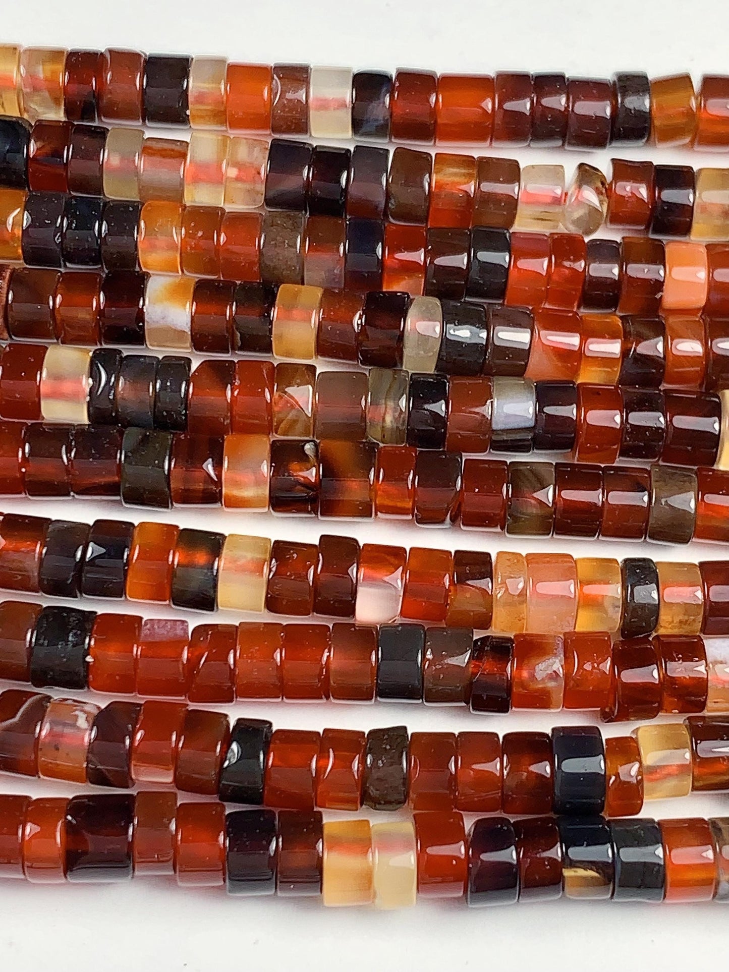 2x4mm AAA Natural Transparent Red Brown Dreamy Agate Heishi Disc Beads 15" Strand
