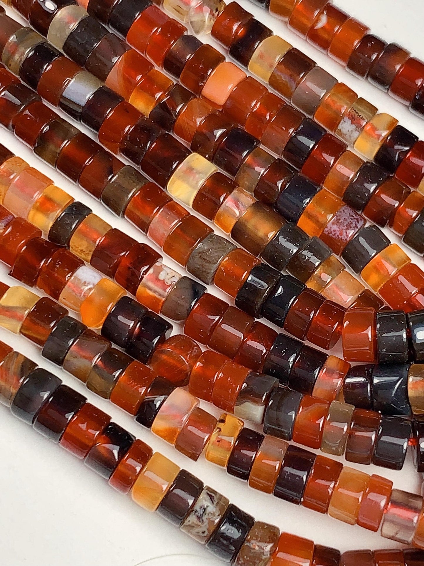 2x4mm AAA Natural Transparent Red Brown Dreamy Agate Heishi Disc Beads 15" Strand