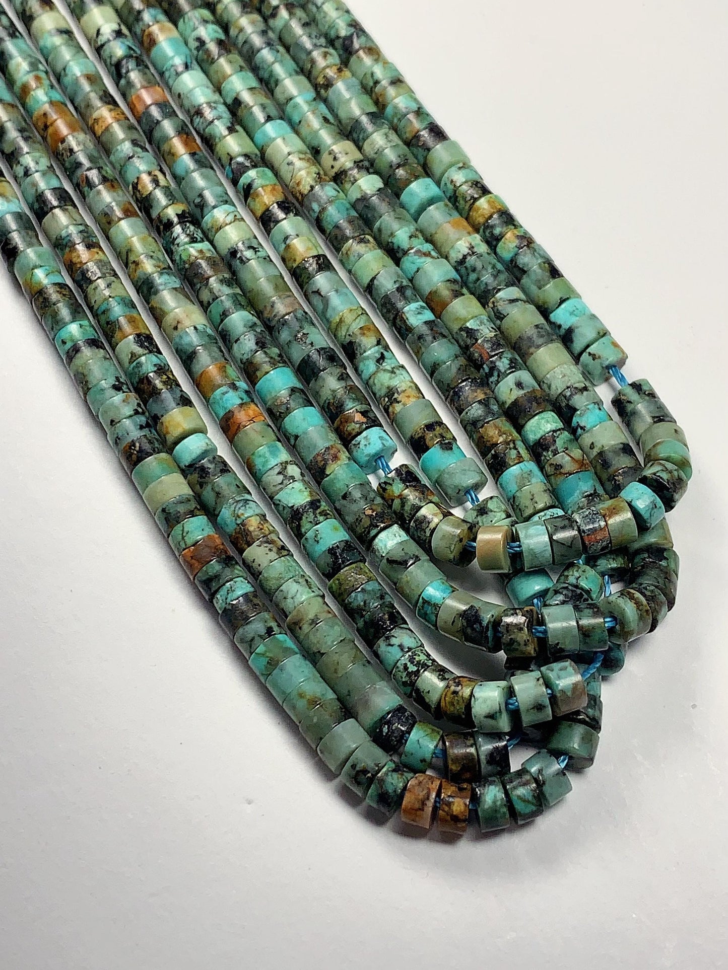 2x4mm AAA Natural Africa Turquoise Heishi Disc Beads 15" Strand Green Blue Yellow
