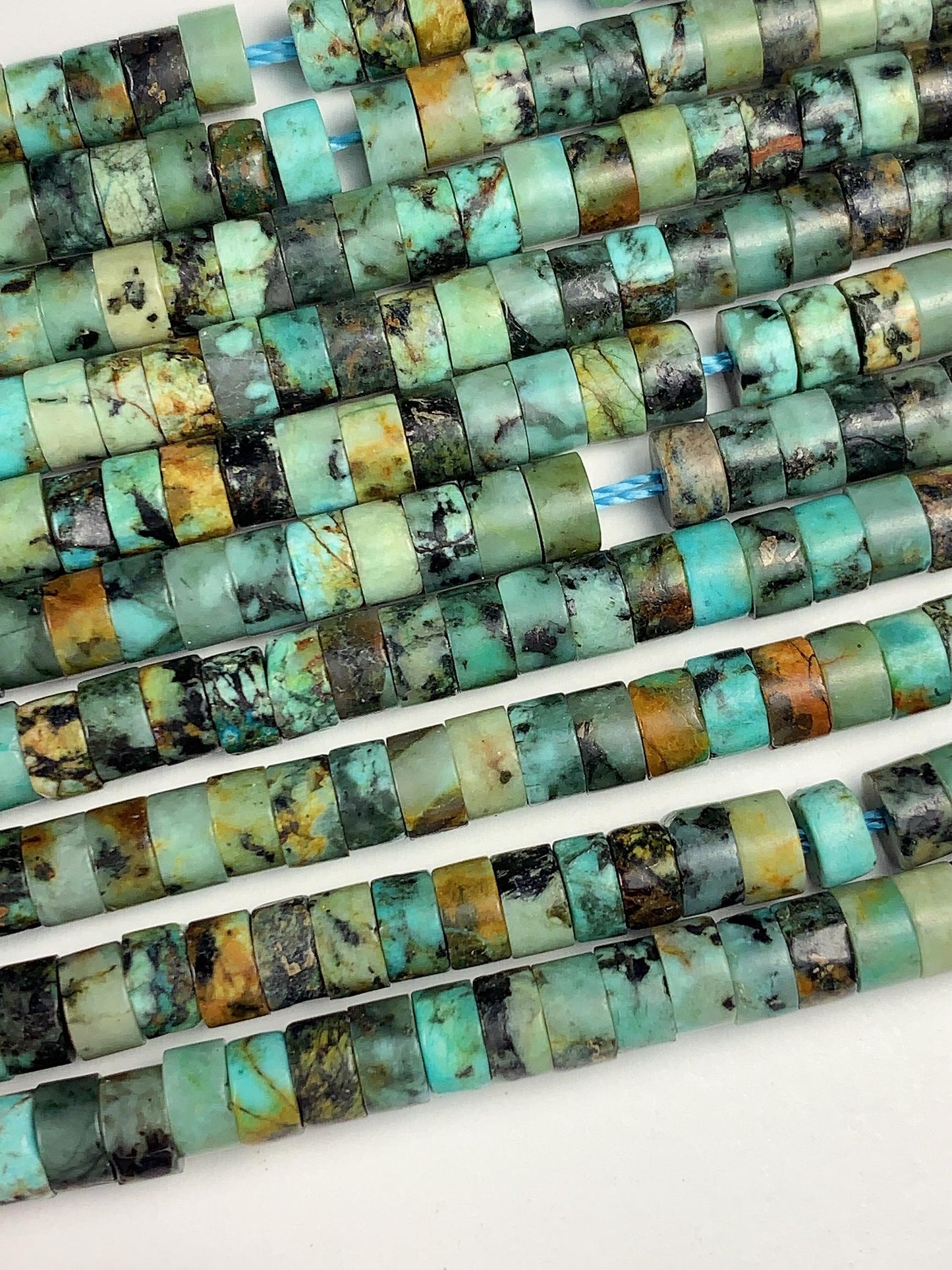2x4mm AAA Natural Africa Turquoise Heishi Disc Beads 15" Strand Green Blue Yellow