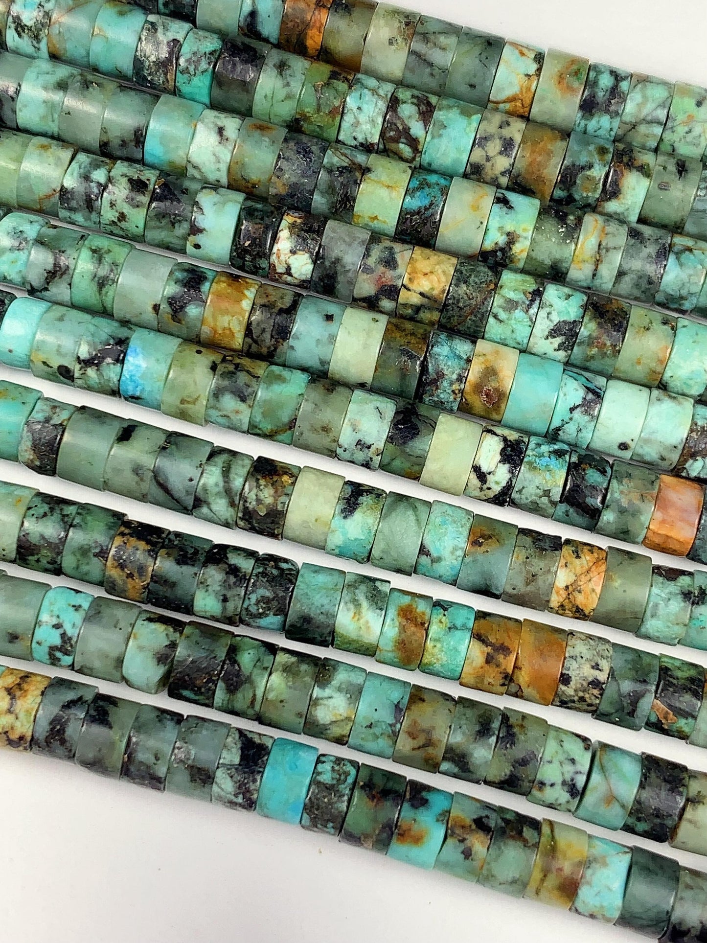 2x4mm AAA Natural Africa Turquoise Heishi Disc Beads 15" Strand Green Blue Yellow