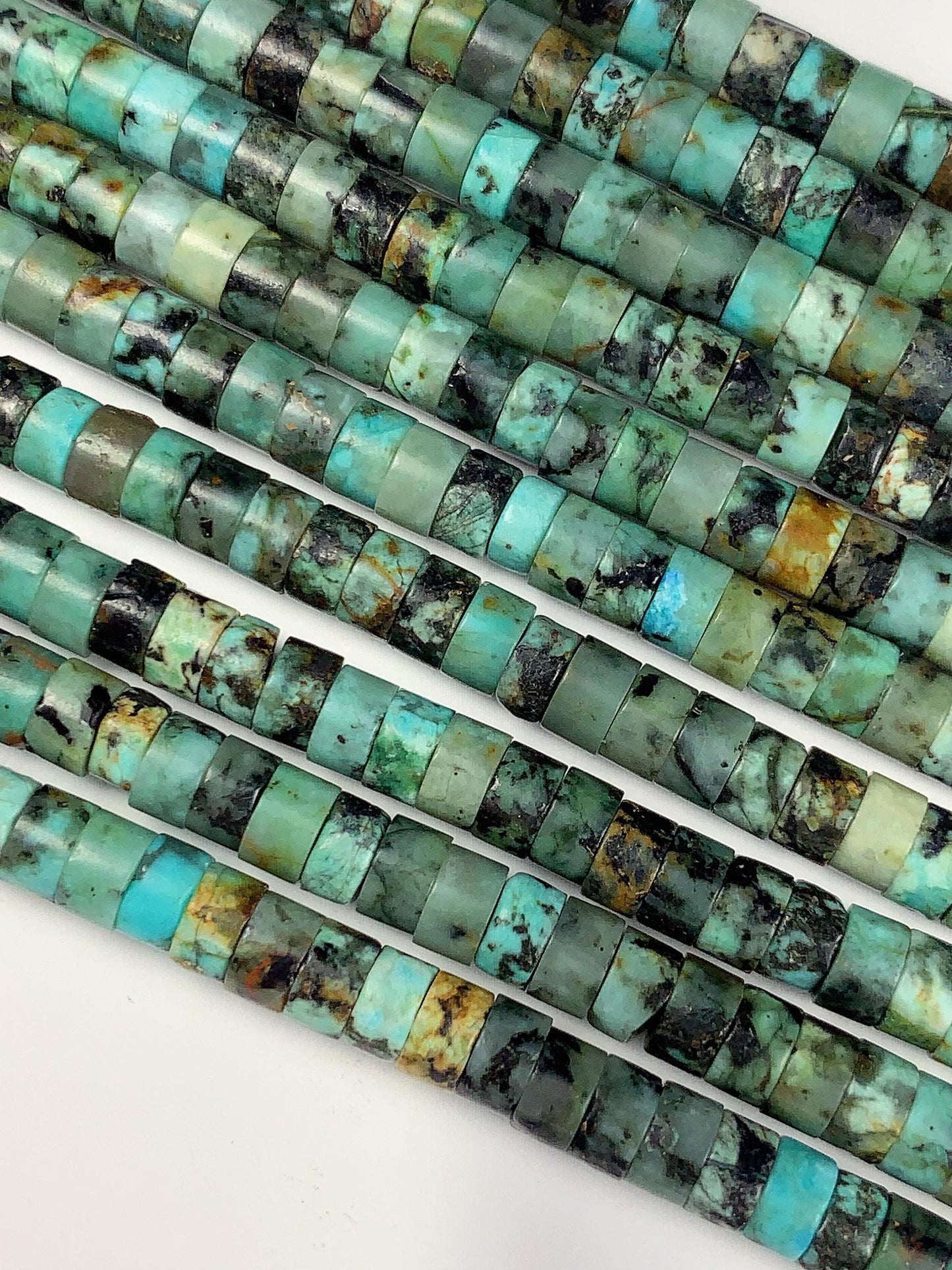 2x4mm AAA Natural Africa Turquoise Heishi Disc Beads 15" Strand Green Blue Yellow