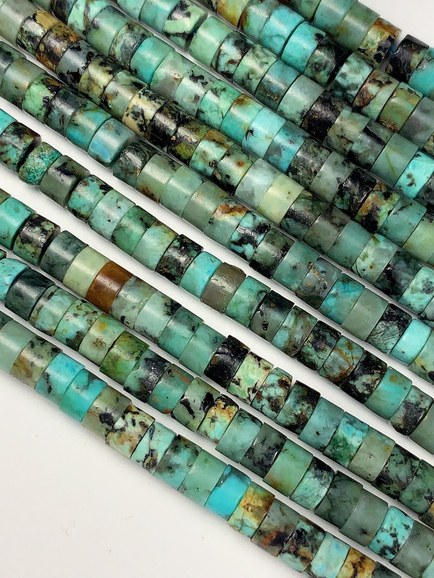 2x4mm AAA Natural Africa Turquoise Heishi Disc Beads 15" Strand Green Blue Yellow
