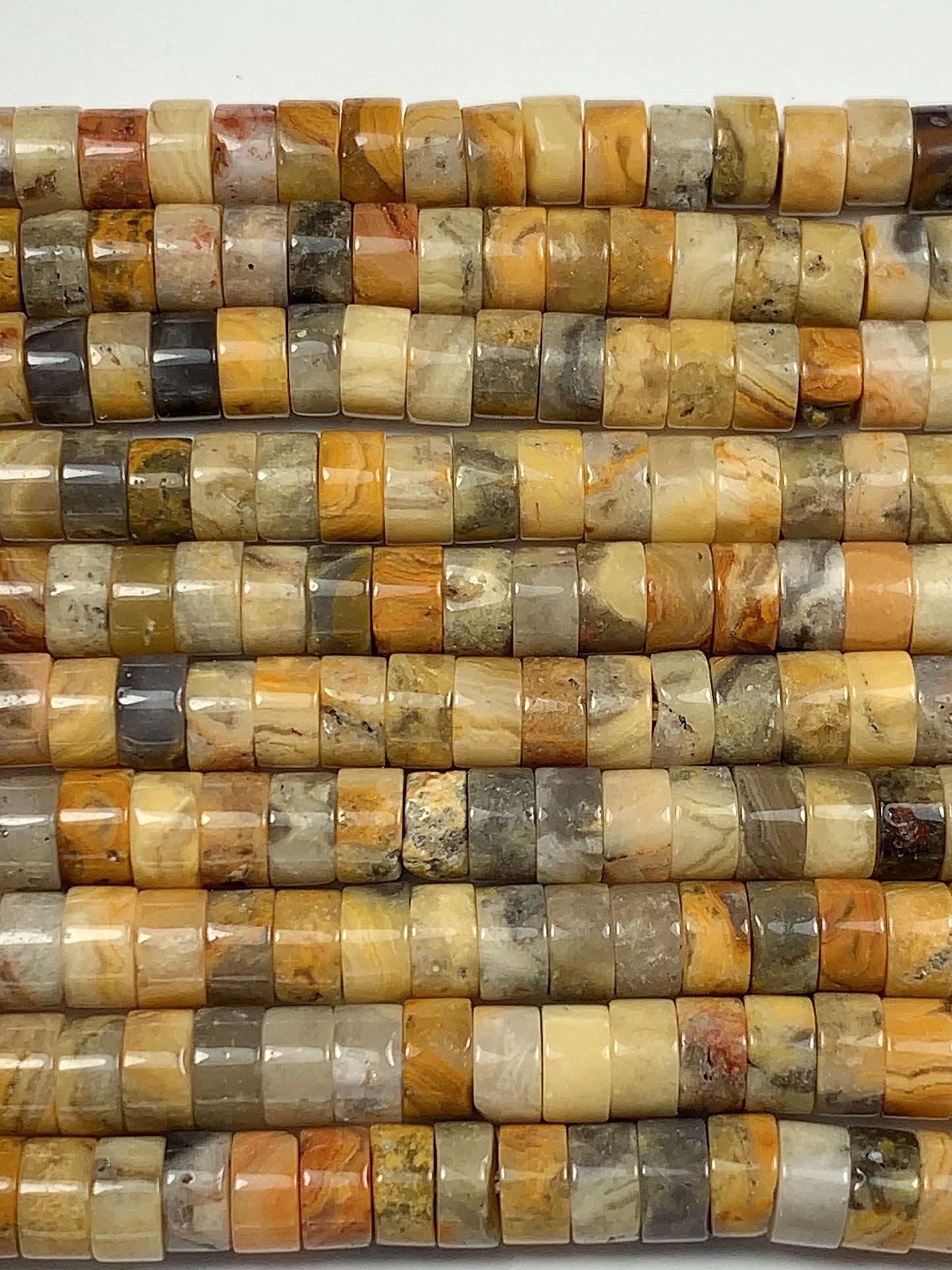 2x4mm AAA Natural Yellow Picture Jasper Heishi Disc Beads 15" Strand Green Blue Yellow