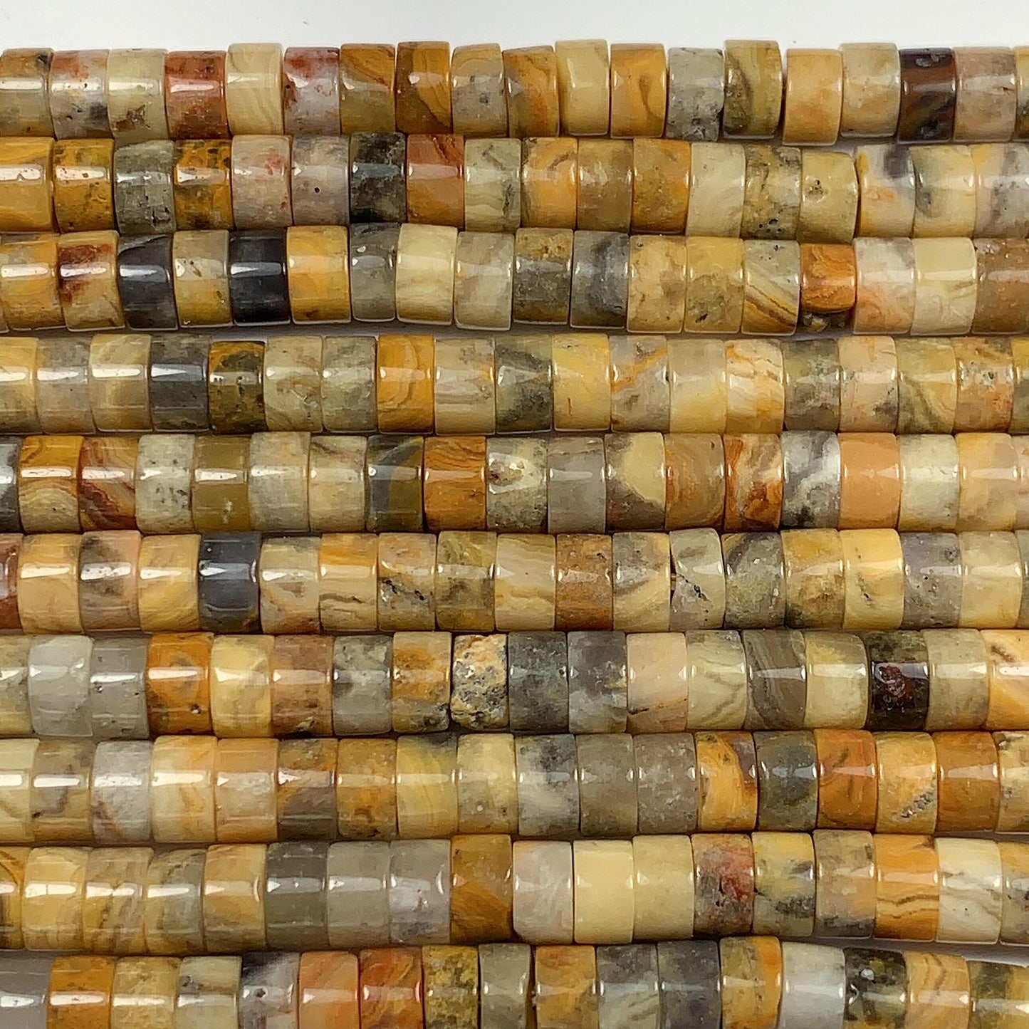 2x4mm AAA Natural Yellow Picture Jasper Heishi Disc Beads 15" Strand Green Blue Yellow