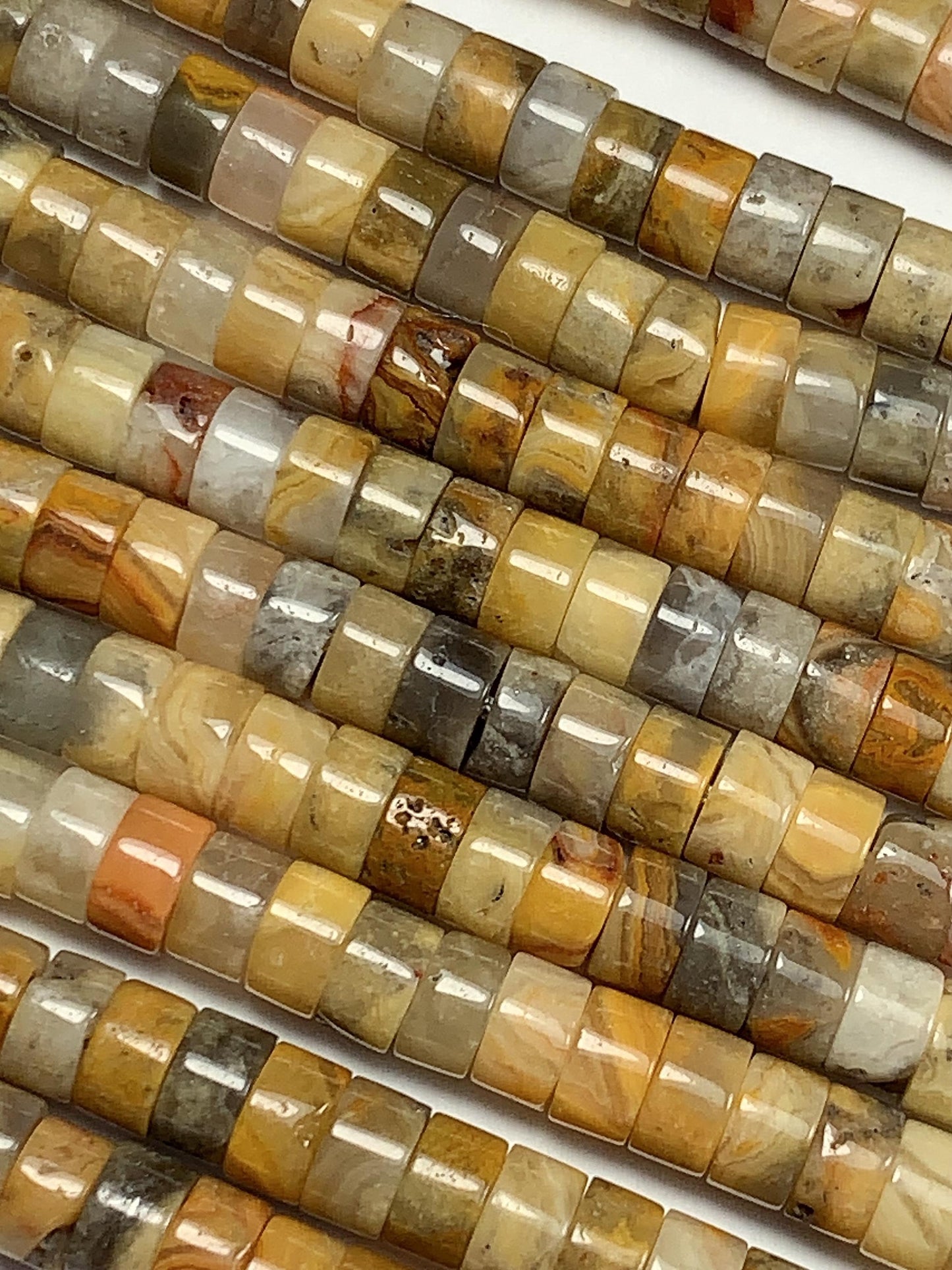 2x4mm AAA Natural Yellow Picture Jasper Heishi Disc Beads 15" Strand Green Blue Yellow