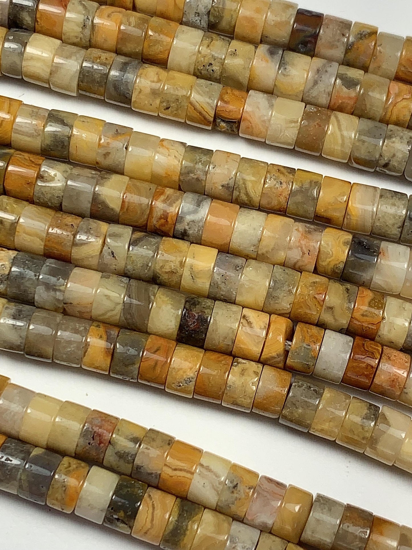 2x4mm AAA Natural Yellow Picture Jasper Heishi Disc Beads 15" Strand Green Blue Yellow