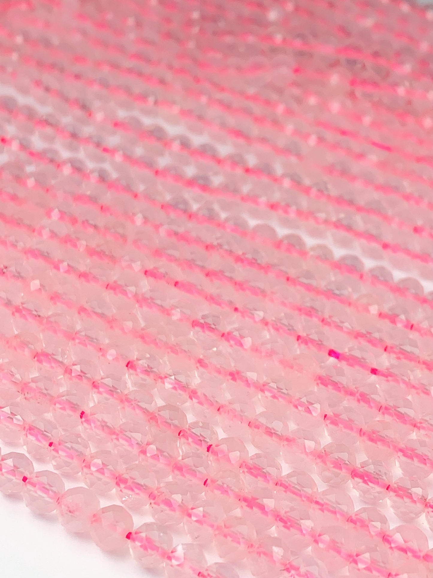 AAA Ttransparent Madagascar Pink Rose Quartz Faceted Round Beads Gemstone Strand 15.5 4mm