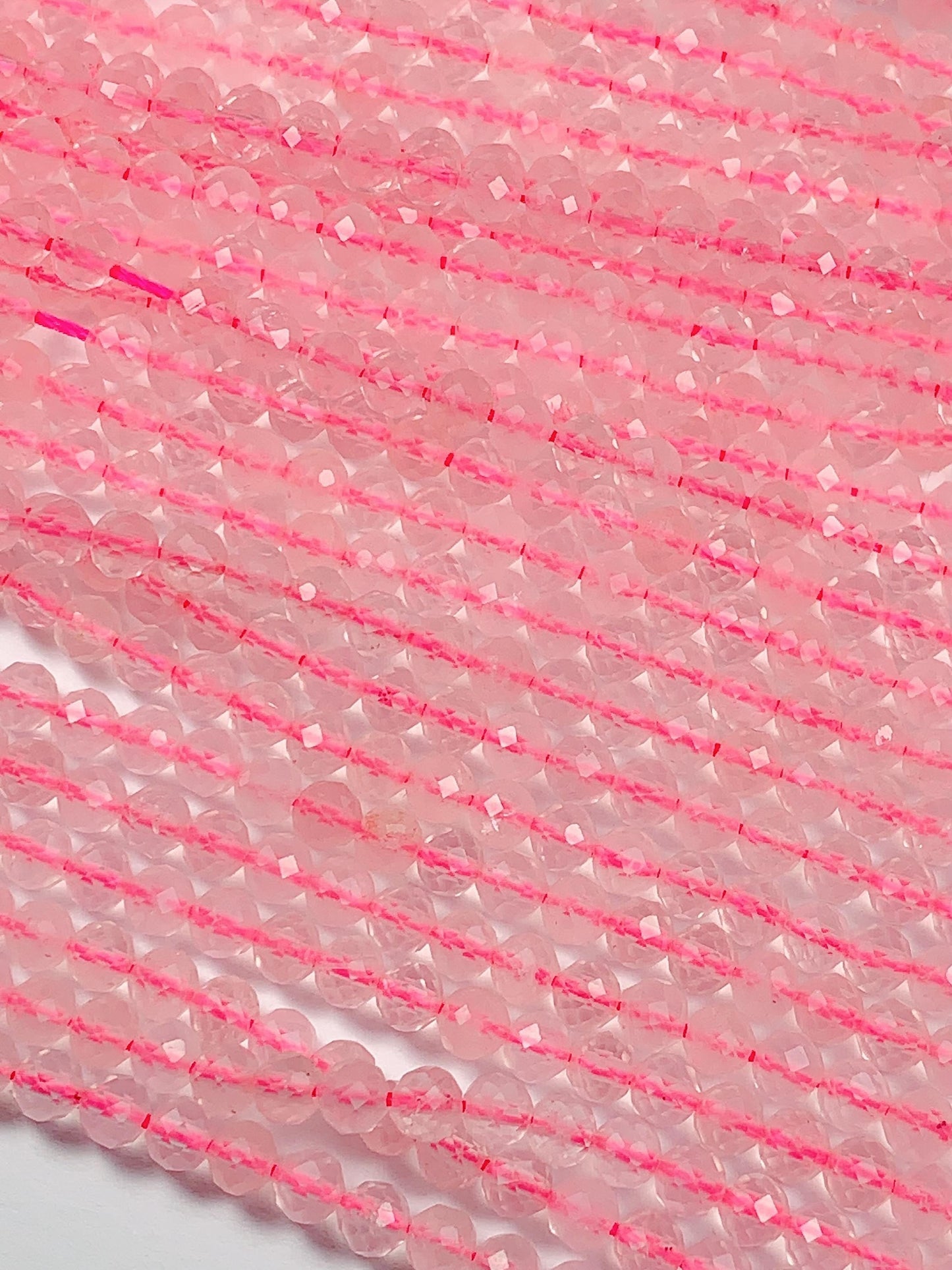 AAA Ttransparent Madagascar Pink Rose Quartz Faceted Round Beads Gemstone Strand 15.5 4mm