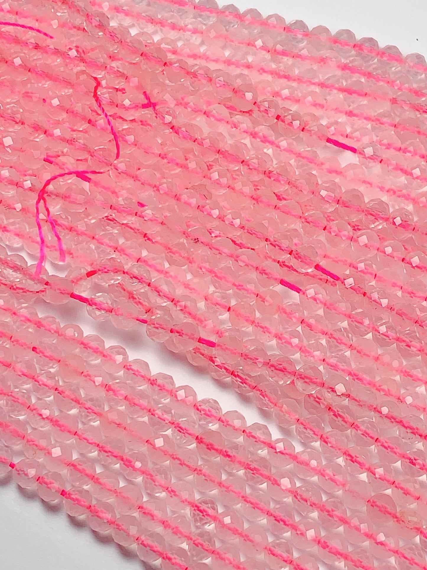 AAA Ttransparent Madagascar Pink Rose Quartz Faceted Round Beads Gemstone Strand 15.5 4mm