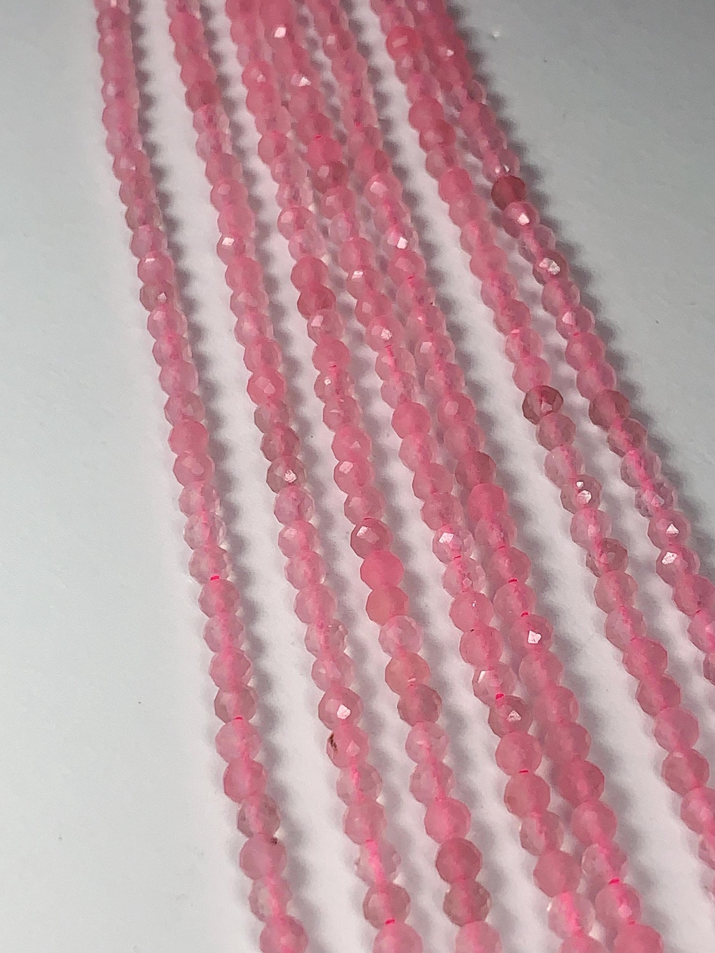 AAA Natural Soft Translucent Rich Pink Rose Quartz Faceted Round Beads Gemstone Strand (15.5")